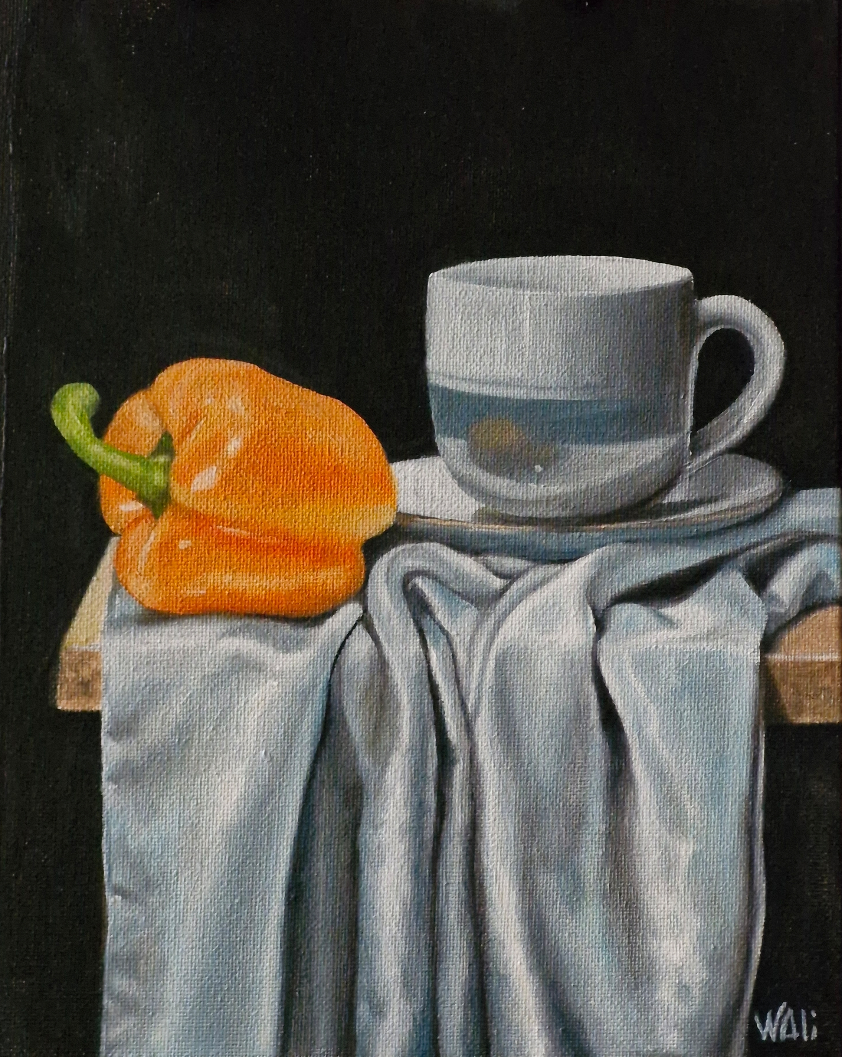 Still Life Painting with Pepper and Cup
