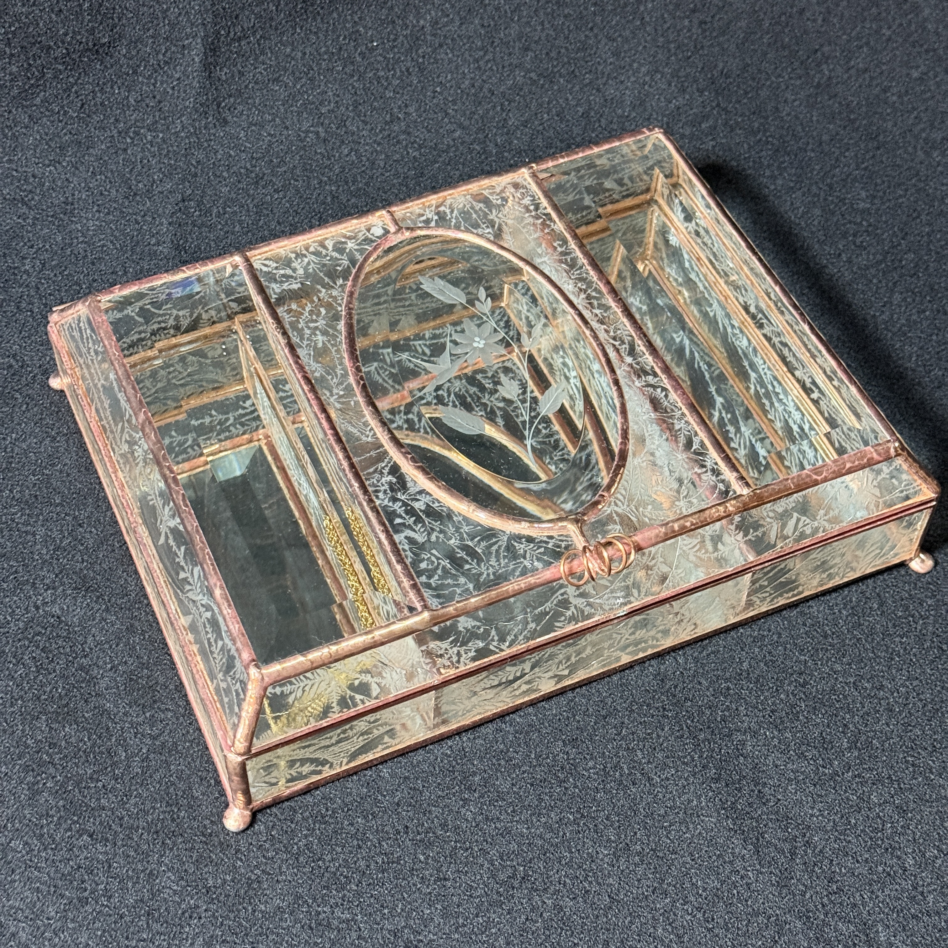 Large Stained Glass Jewelry Box with dividers.