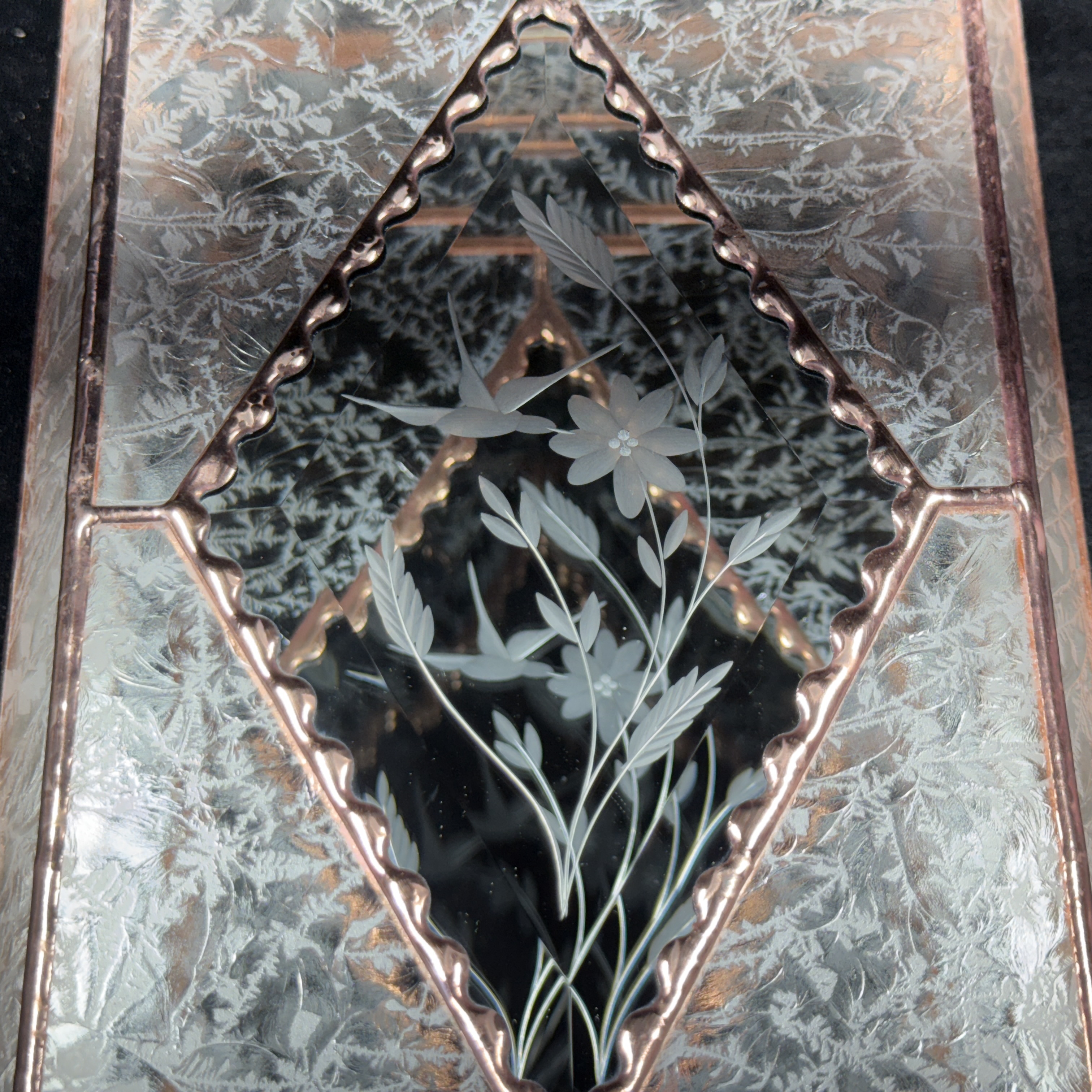 4x7 Diamond Bevel Hummingbird Stained Glass Jewelry box