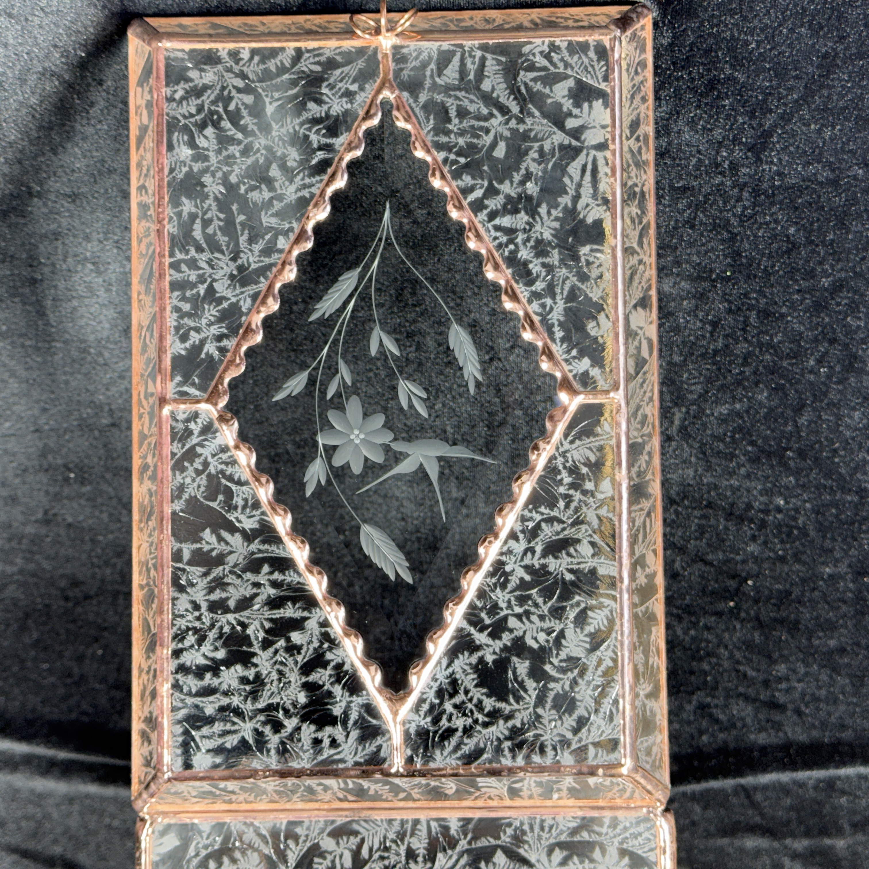 4x7 Diamond Bevel Hummingbird Stained Glass Jewelry box