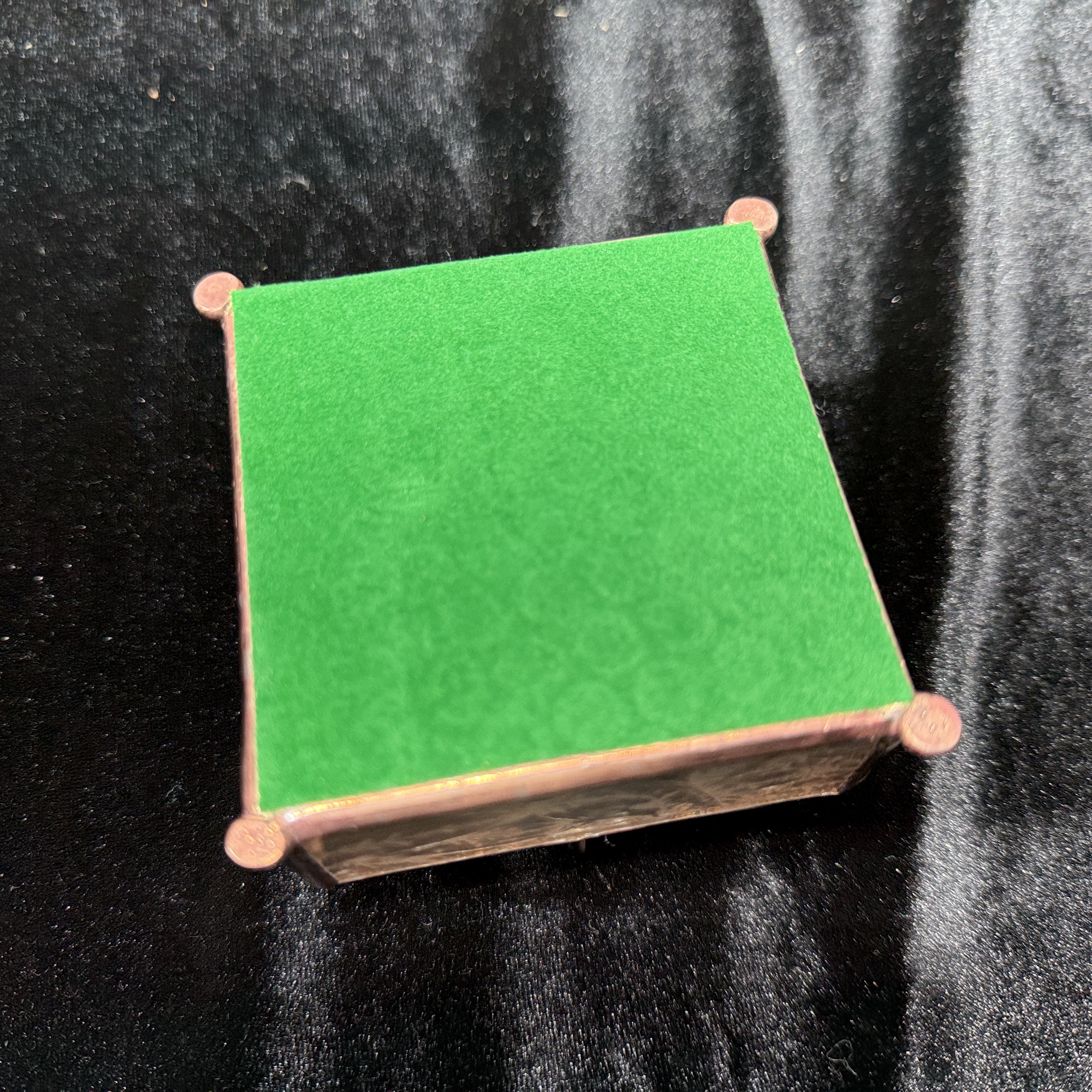 Stained Glass Jewelry Box. 2x2 bevel with wheel engraved Hummingbird. Approximately 3"x3"