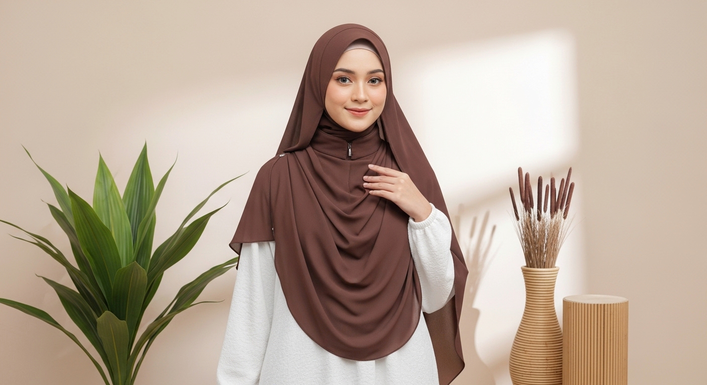 Maliha Brown Collar Tudung | Turtoishawl