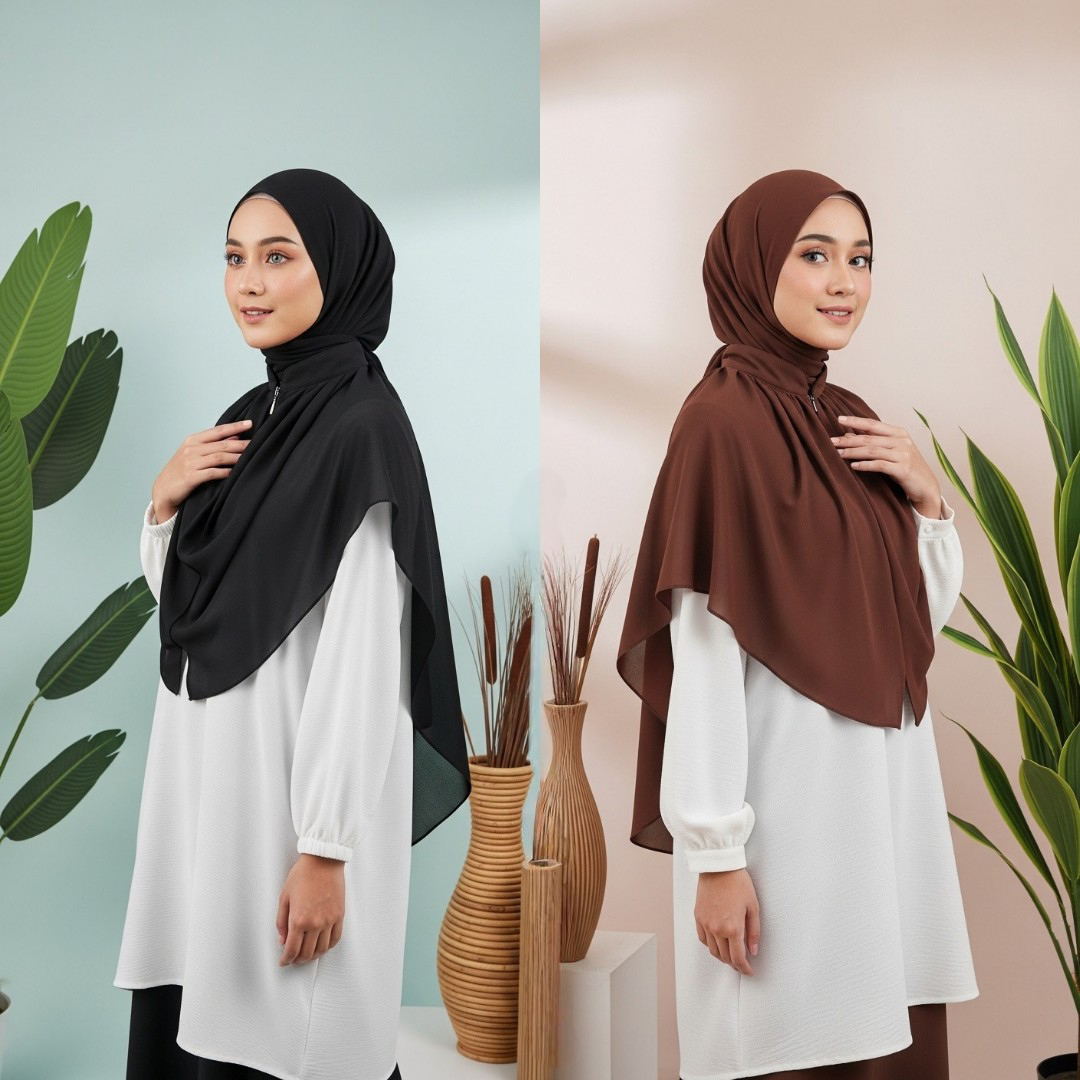 Maliha Brown Collar Tudung | Turtoishawl