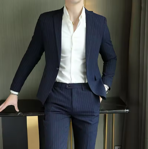 Men's Navy Pinstripe Suit