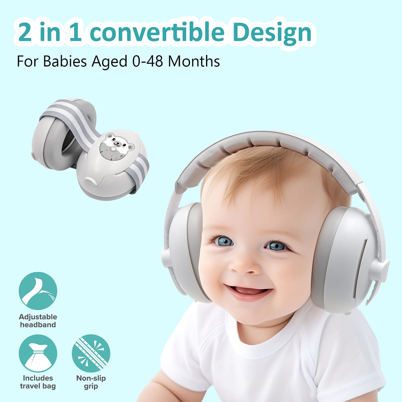 Orejeras para bebés Amazsoft 2 en 1
