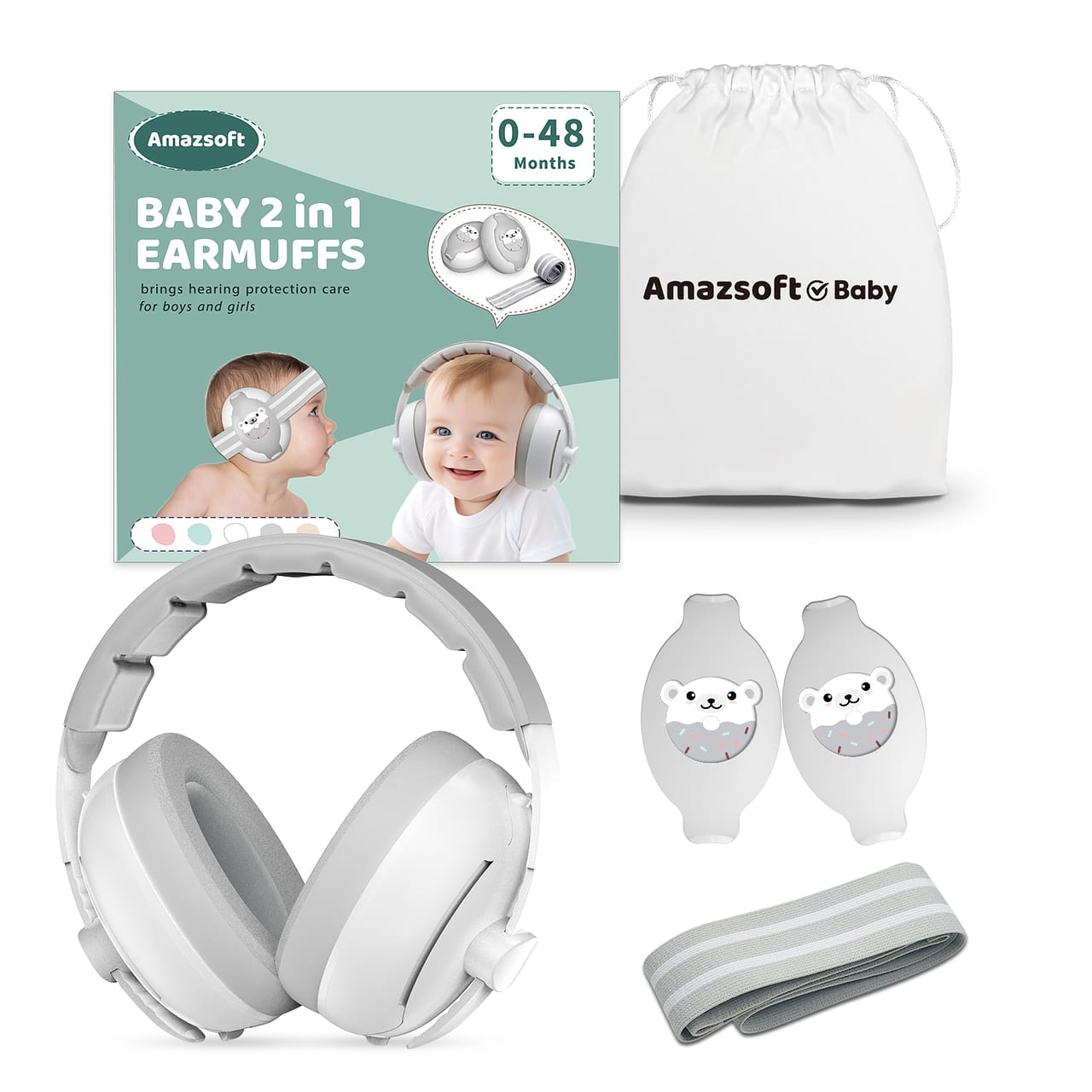 Orejeras para bebés Amazsoft 2 en 1