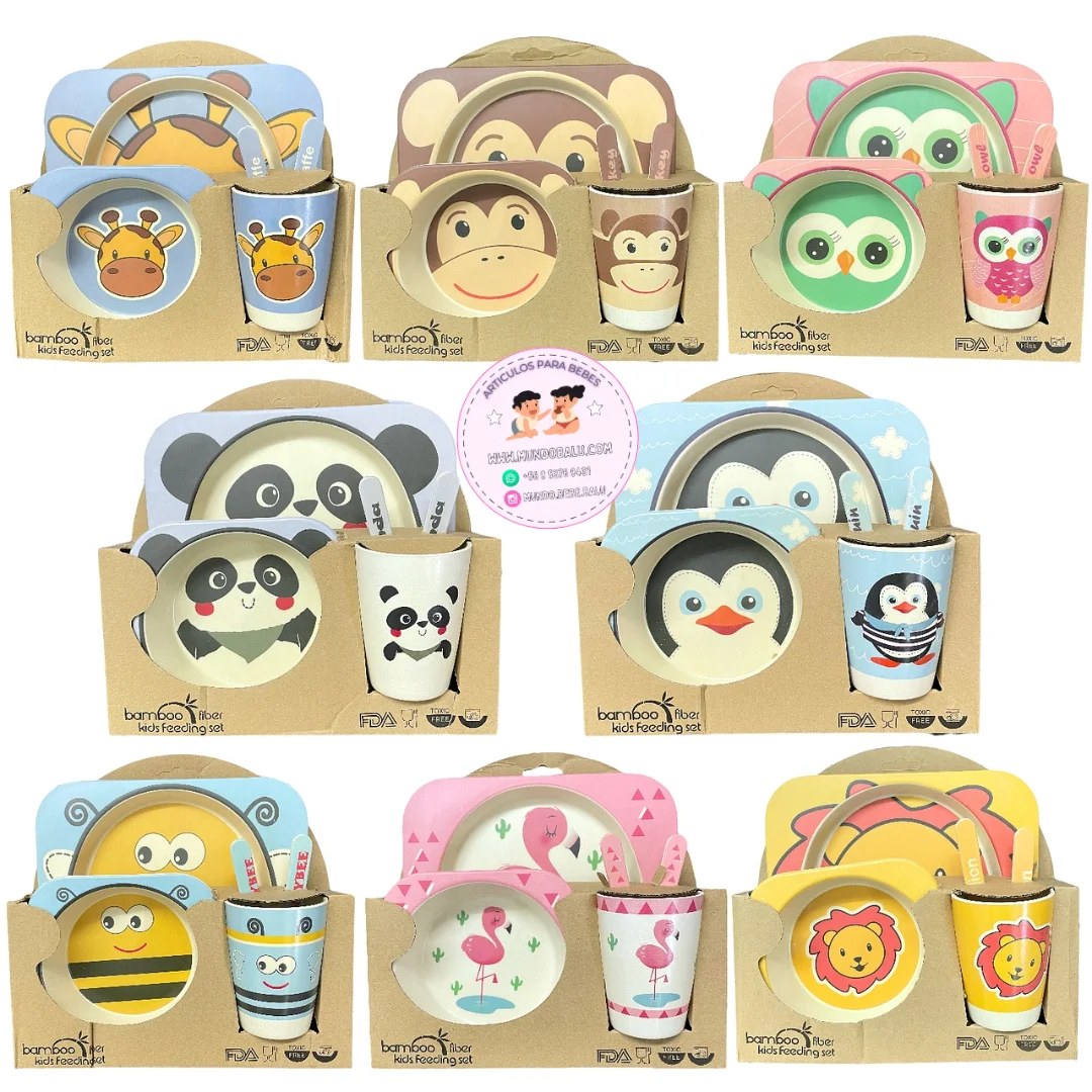 Juego de vajilla infantil de bambú