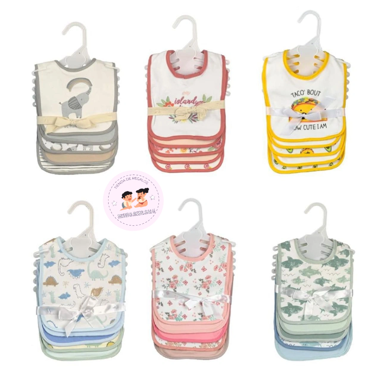 Packs de 5 baberos para bebé