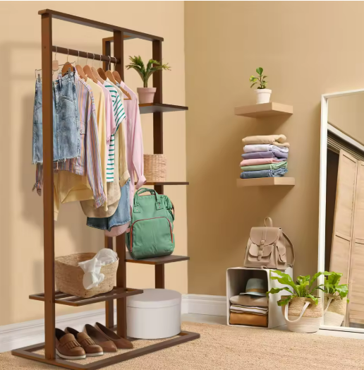 Multi-functional Wooden Clothing Rack