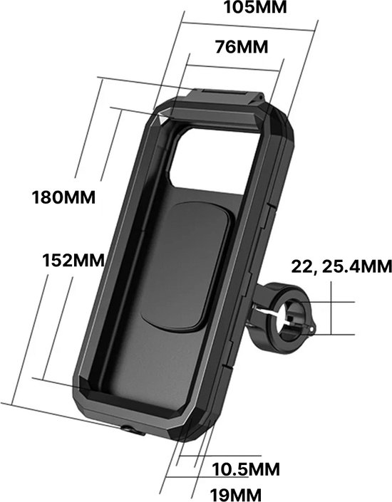 Telefoonhouder fatbikes- 360 graden draaibaar 4 tot 7 inch  kleur zwart