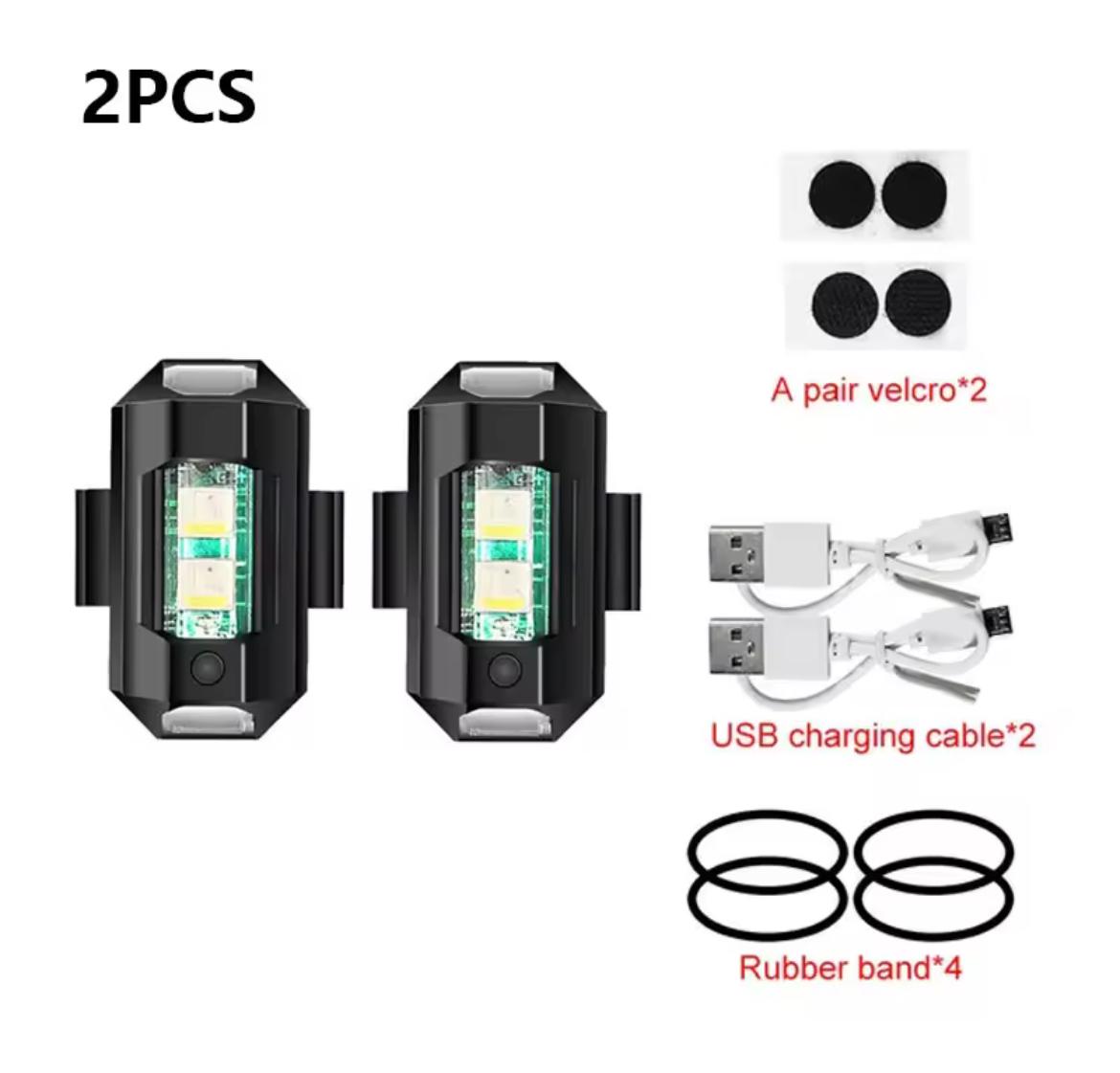 USB-oplaadbare 7-kleuren LED-drone met 2 flitsindicatoren voor uw fatbikes