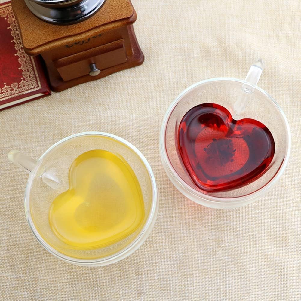 Heart-Shaped Glass Tea Cups