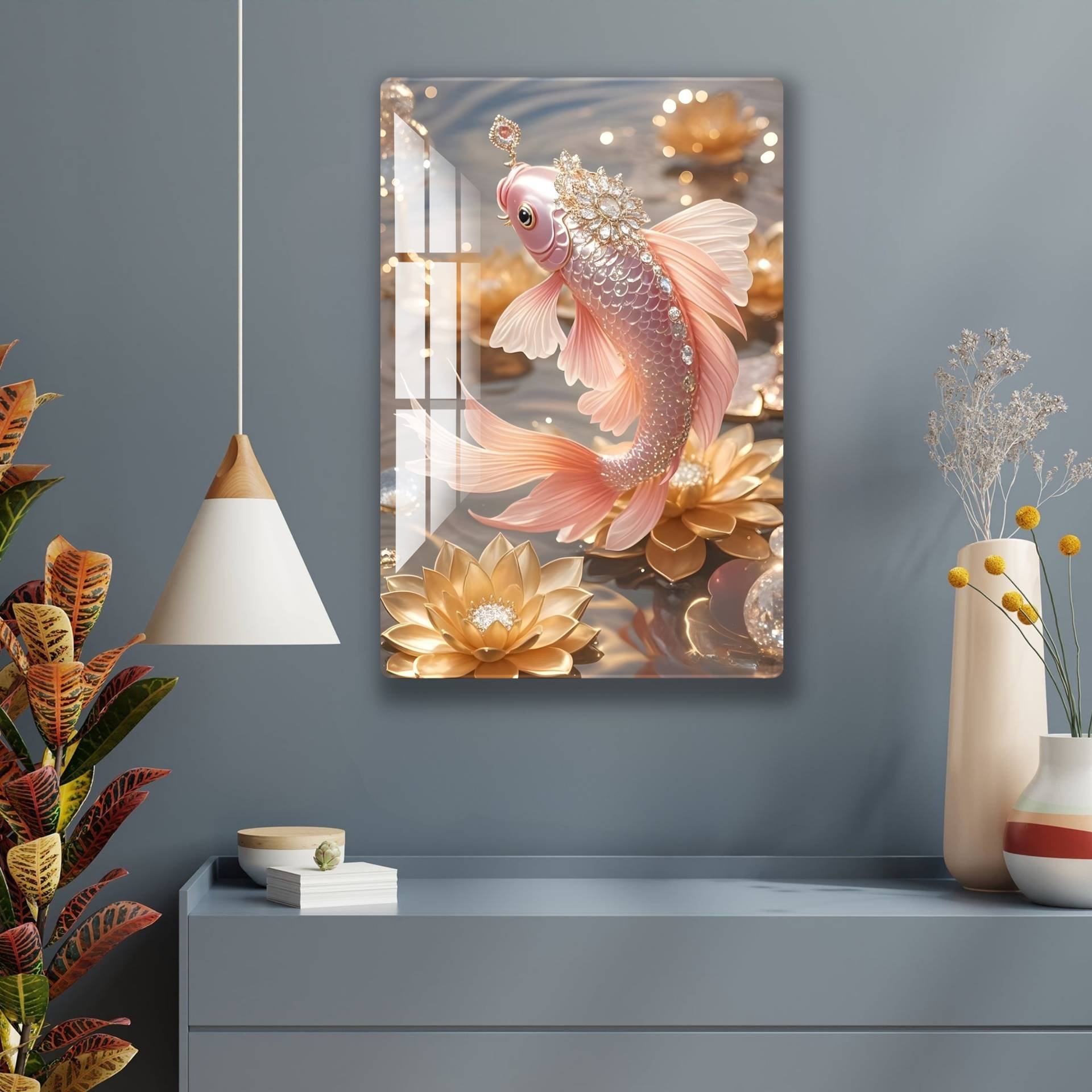 Flying Golden Fish Acrylic Wall Art