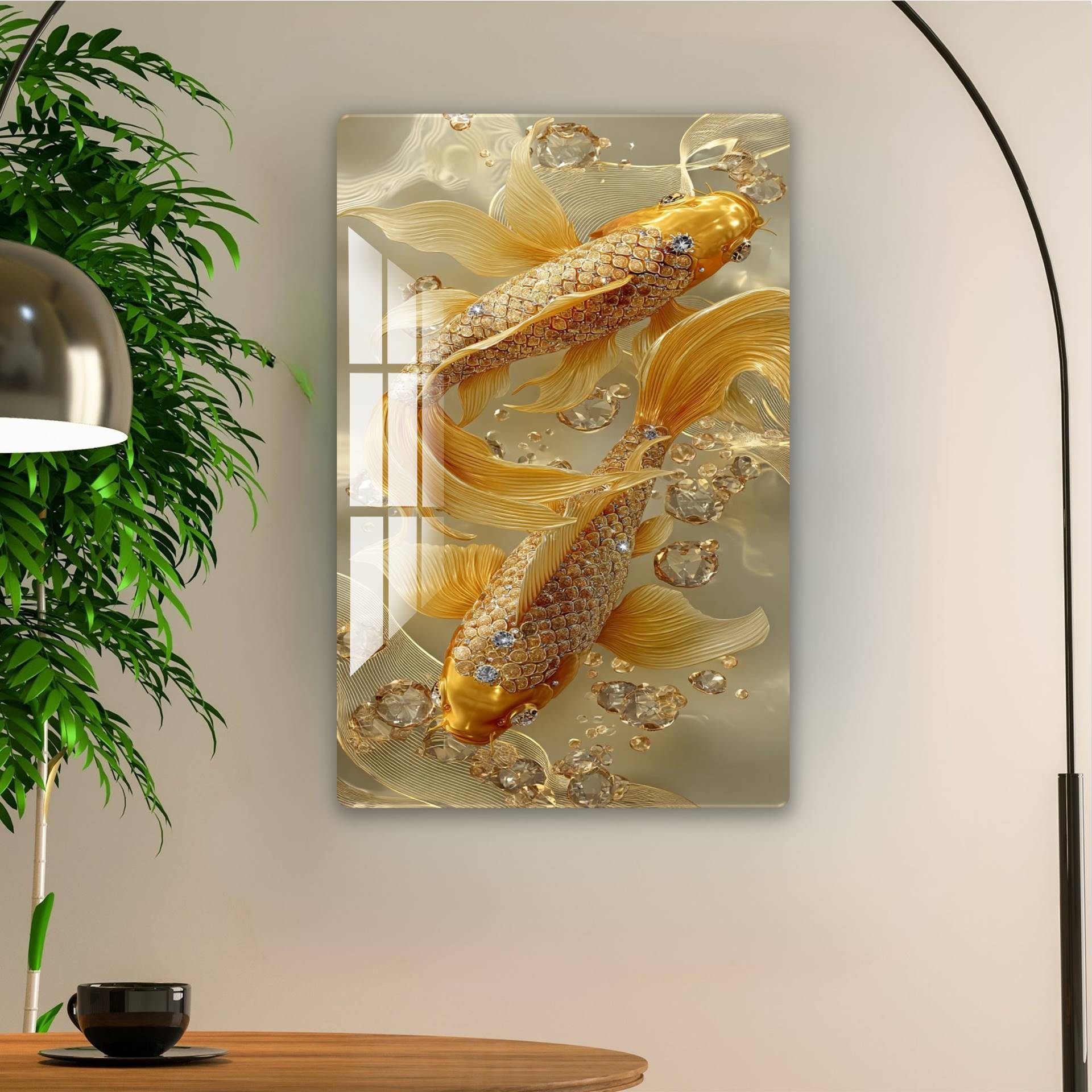 Twin Gold Fish Acrylic Wall Art
