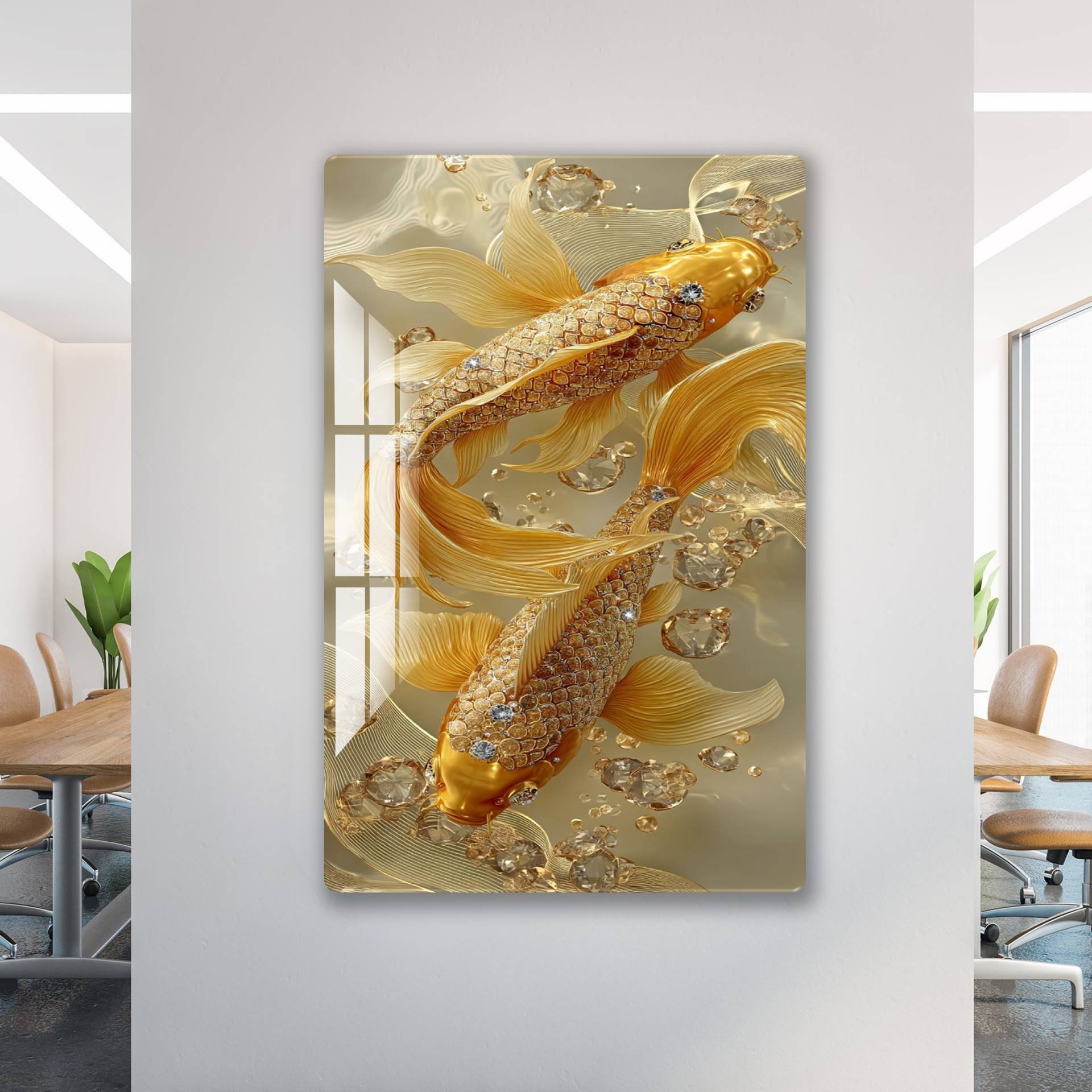 Twin Gold Fish Acrylic Wall Art