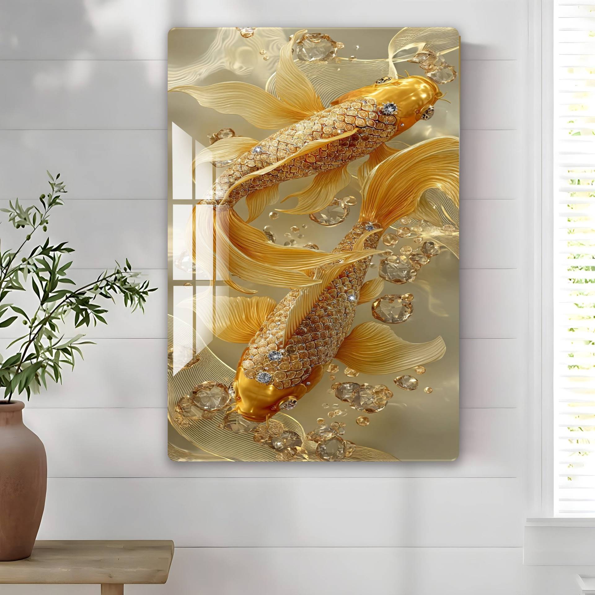 Twin Gold Fish Acrylic Wall Art