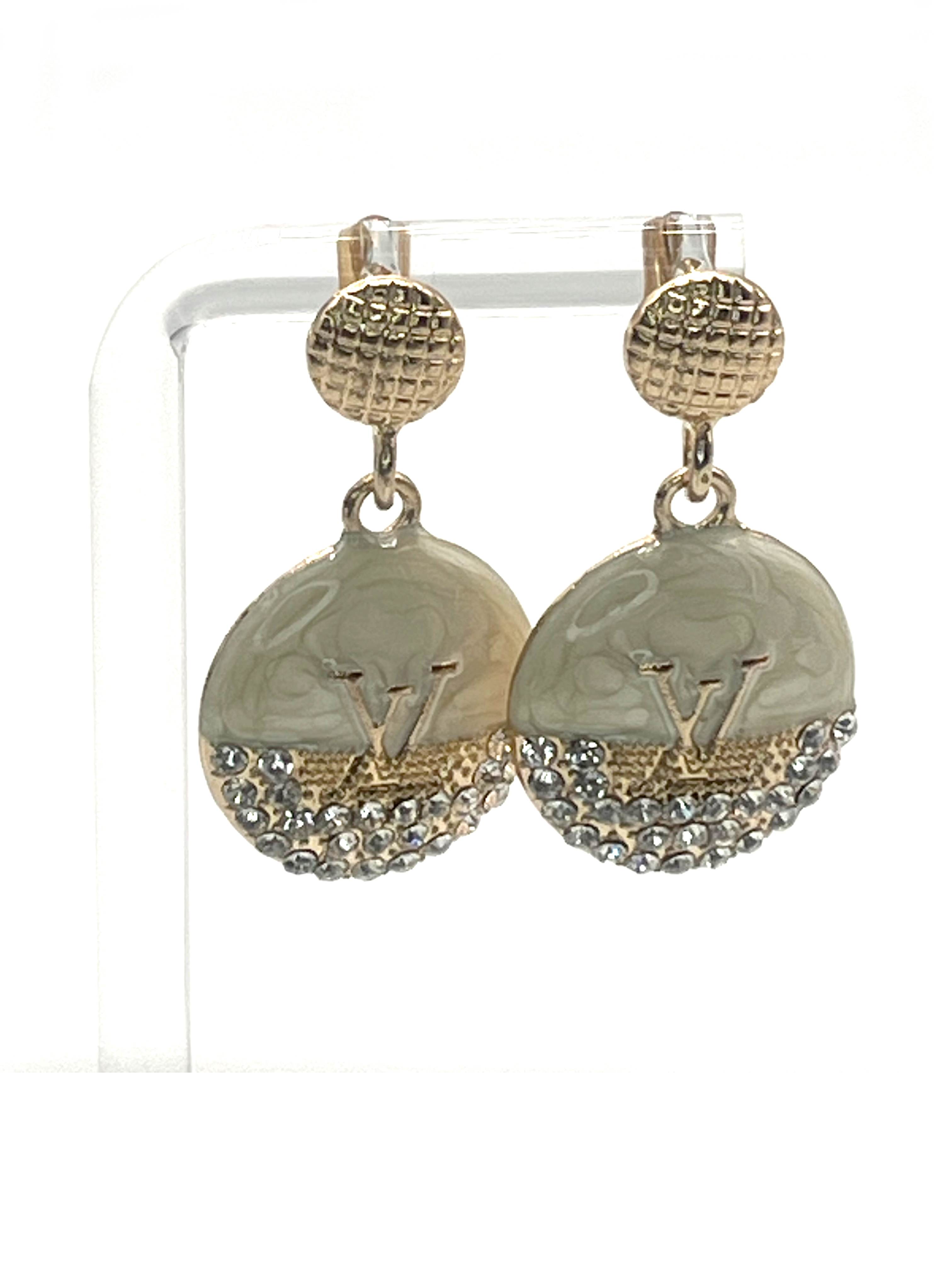 Louis Vuitton Logo Round Drop Earrings