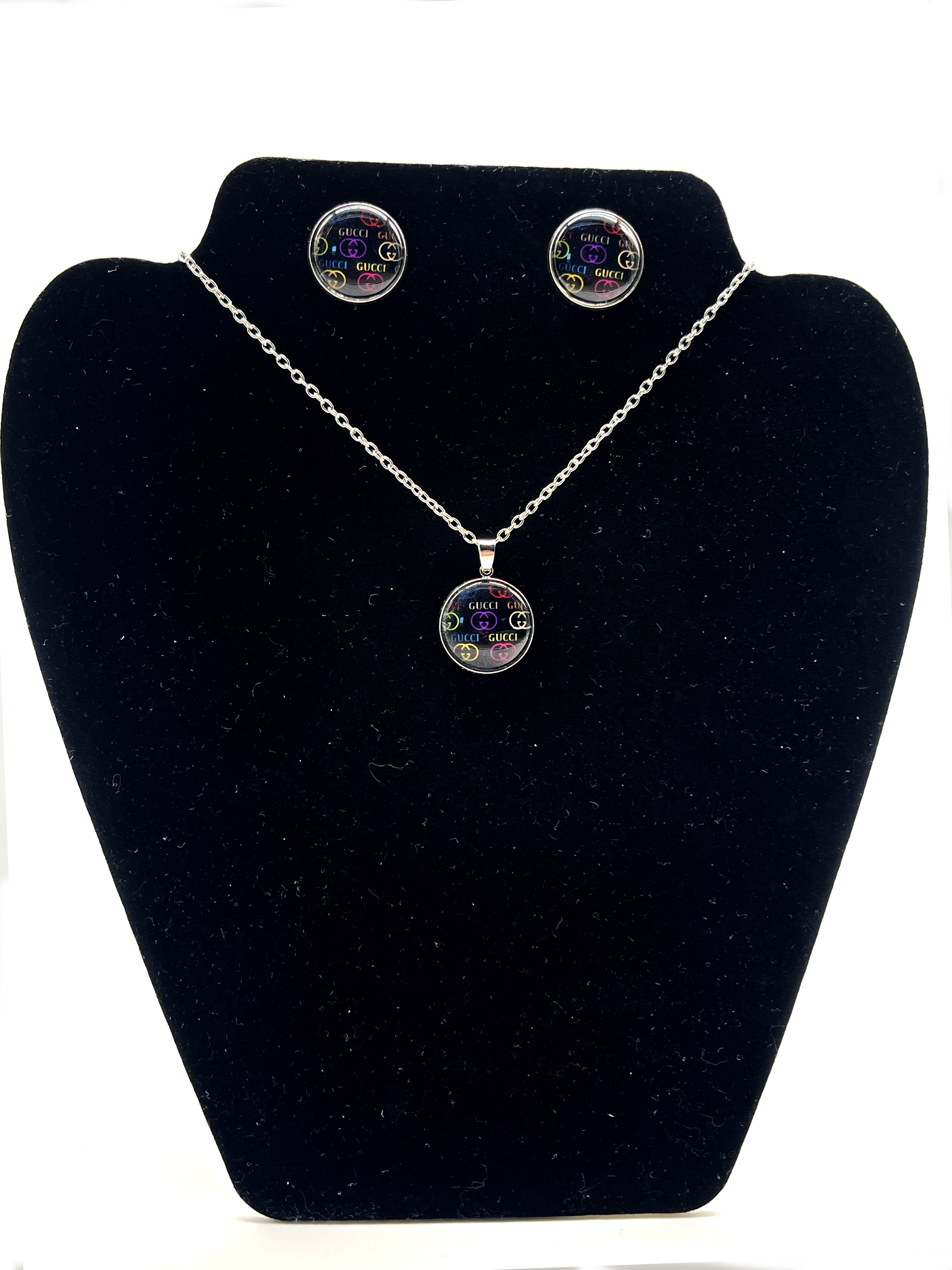 GG Inspired-Colorful Round Pendant Jewelry Set