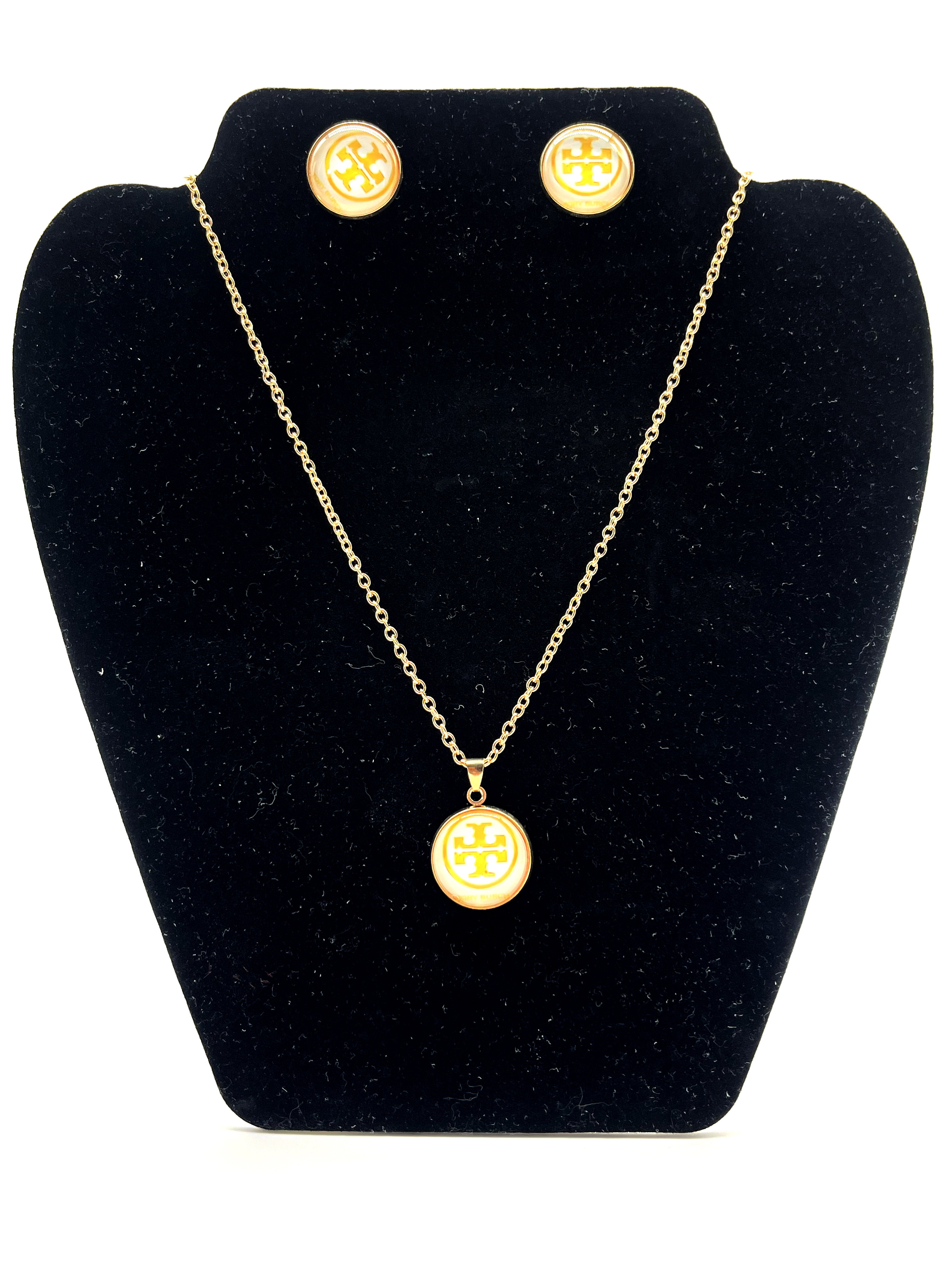 Tory Burch Gold Plated Necklace and Earring Set