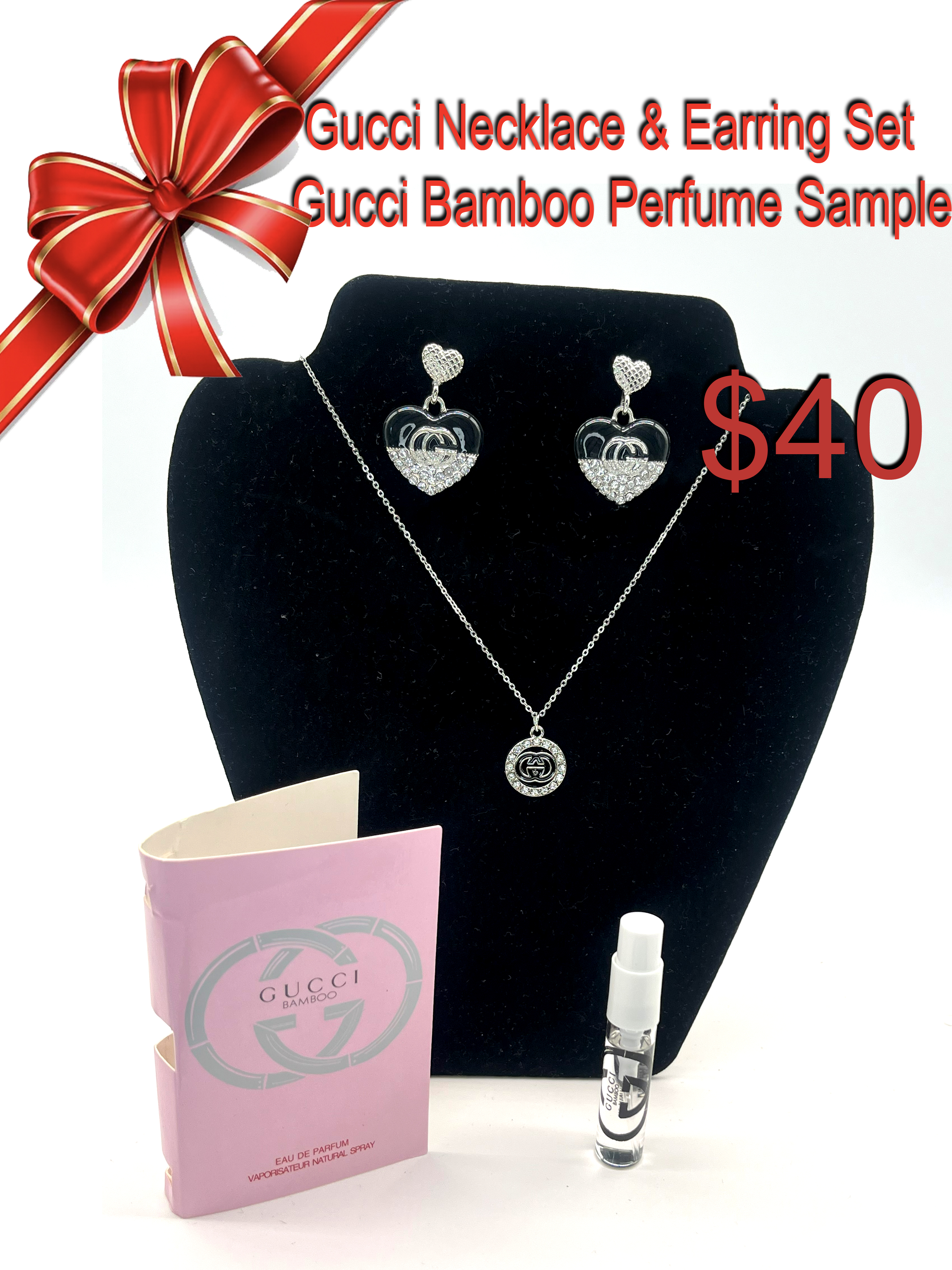 Gucci Necklace & Earring Set with Bamboo Perfume Sample