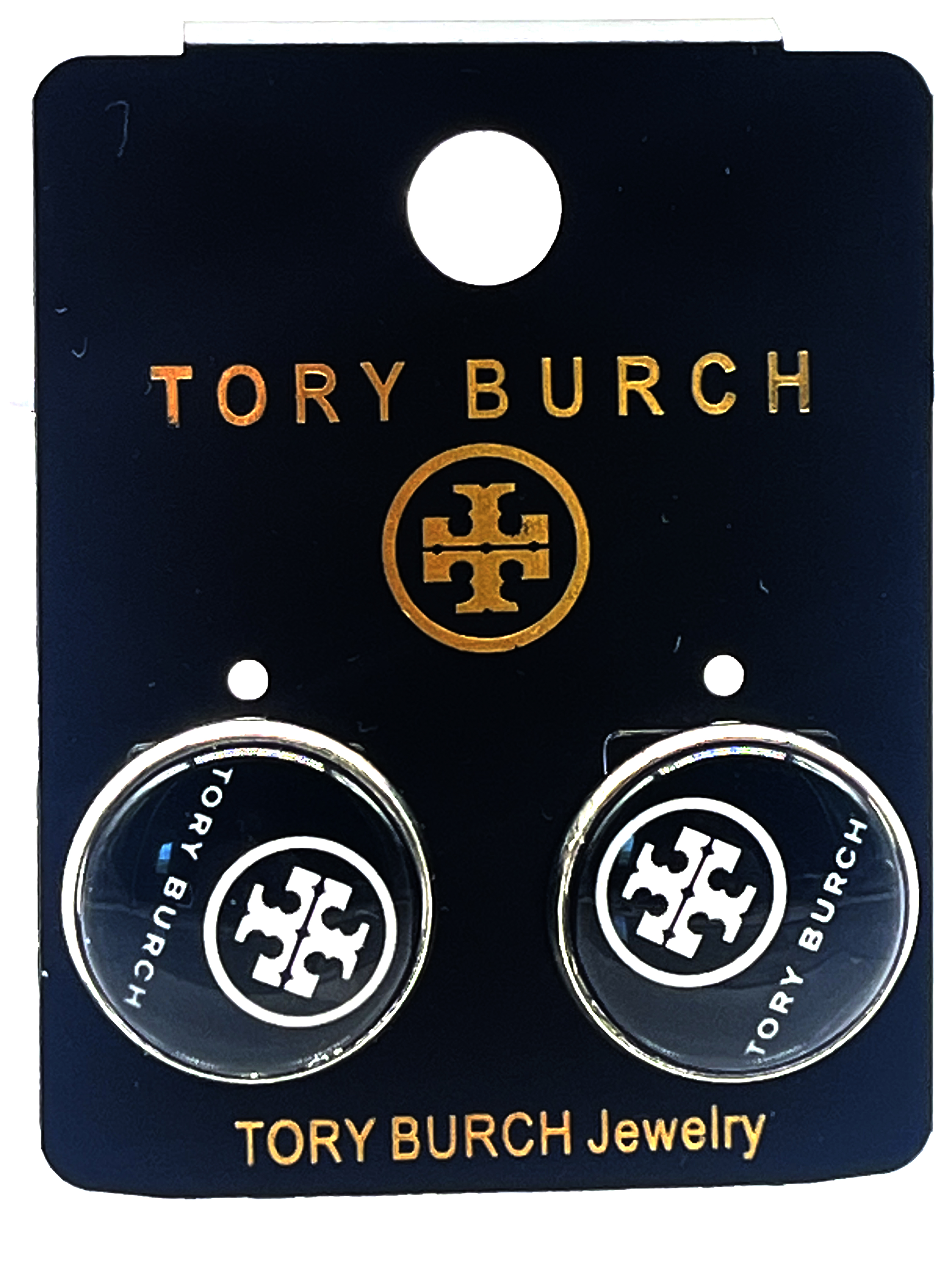 Tory Burch Logo Black and White Earrings