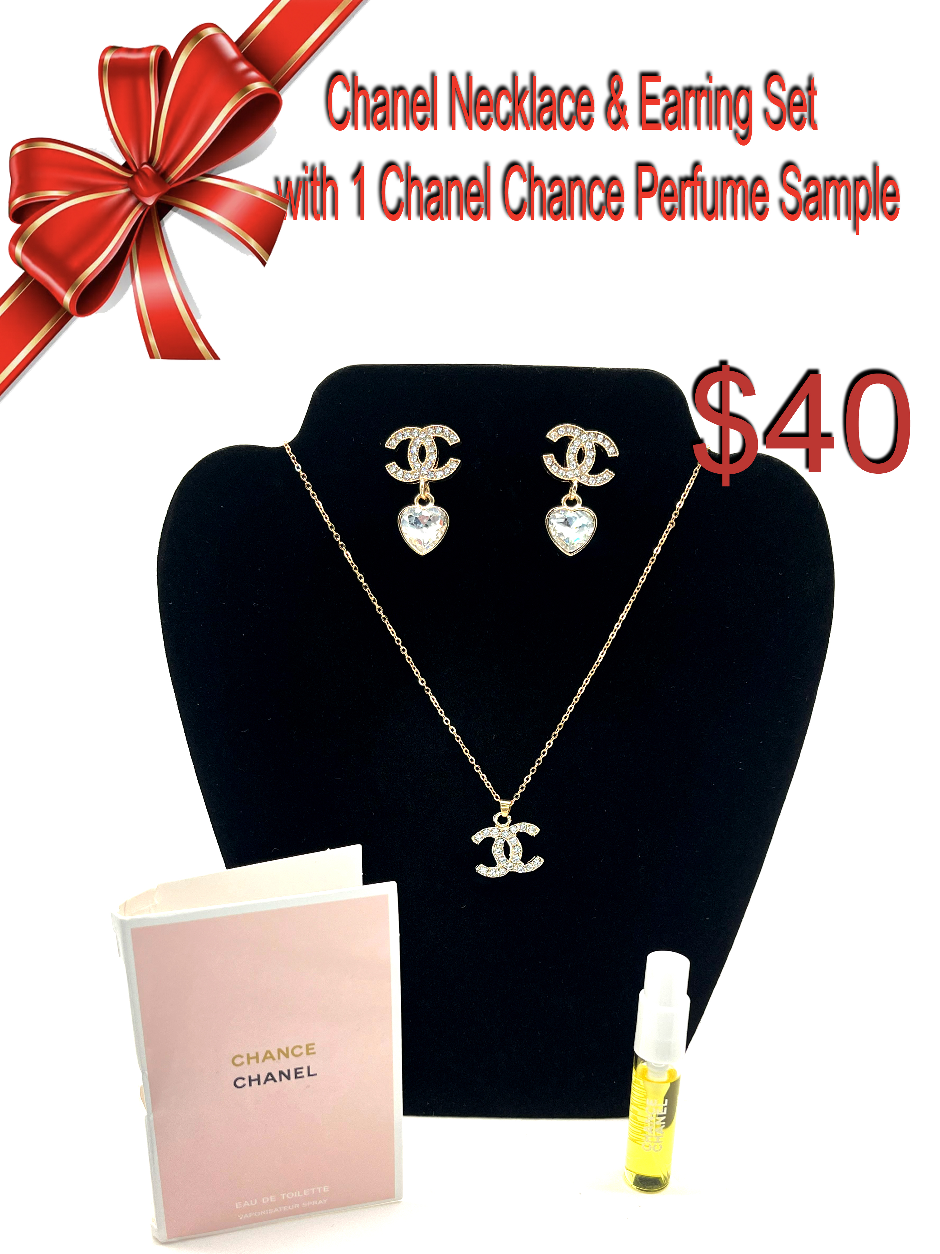 Chanel Necklace & Earring Set with Chanel Chance Sample