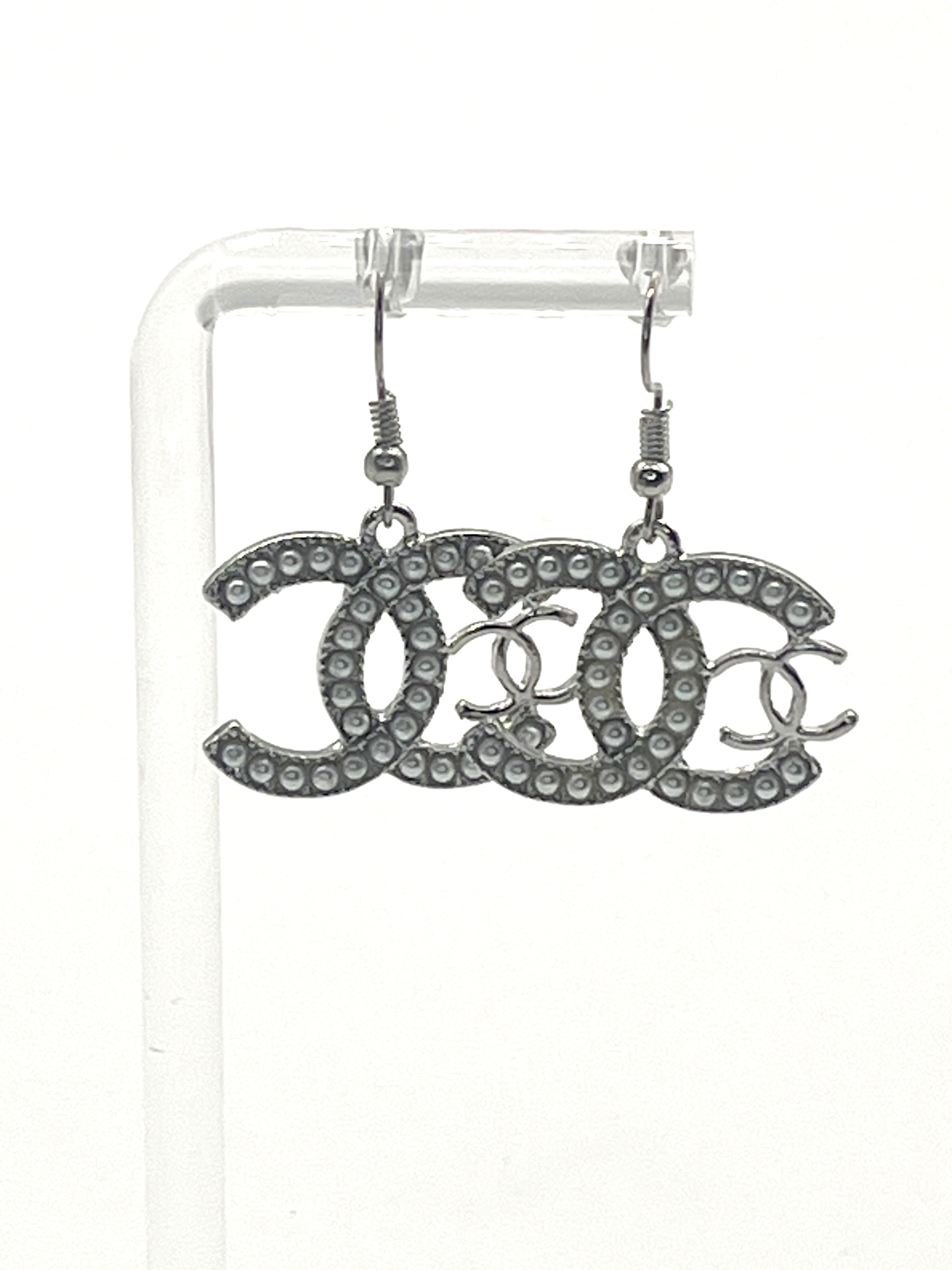 Chanel Designer Logo Drop Earrings
