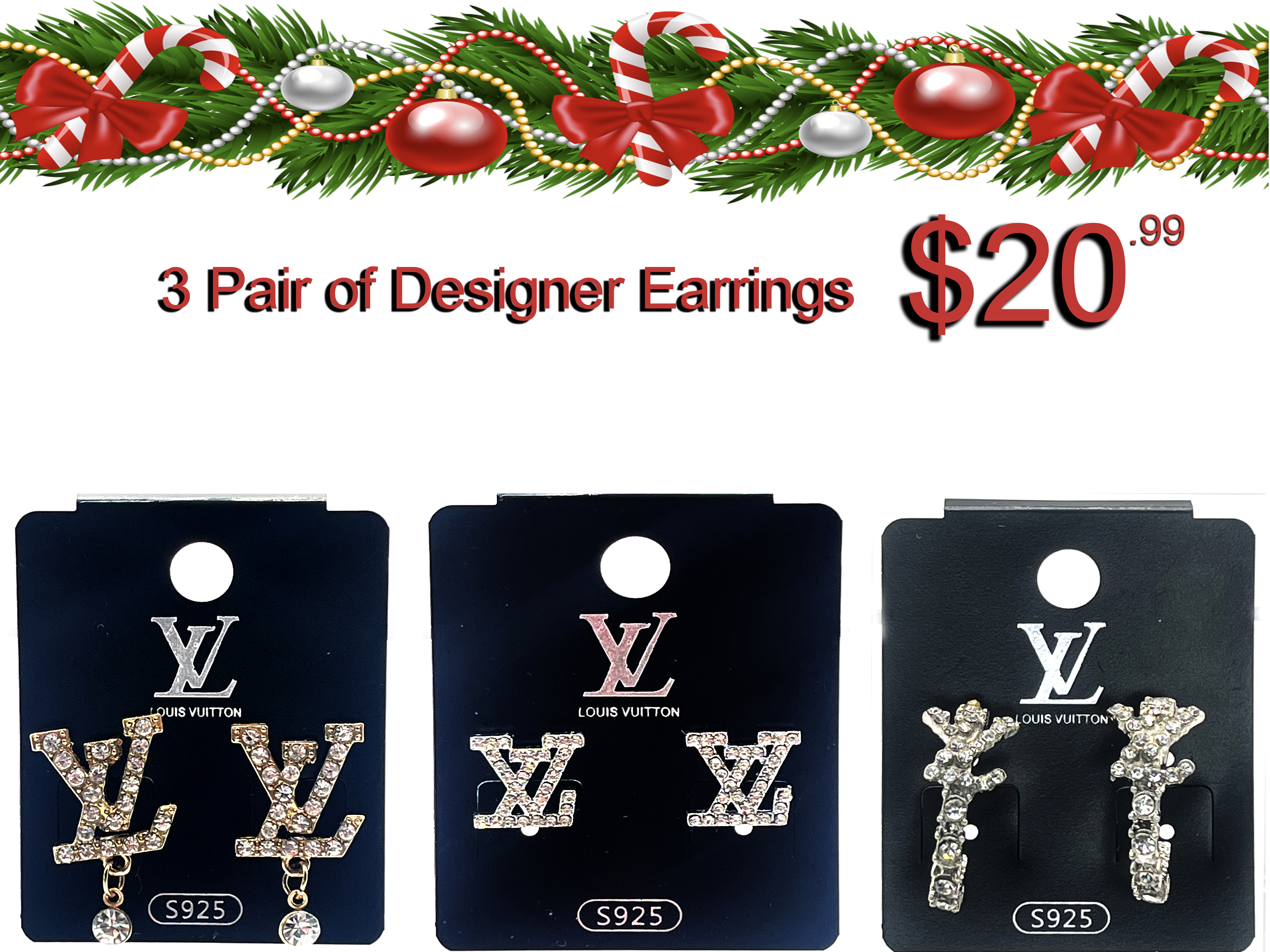 LV Set of 3 Designer Earrings