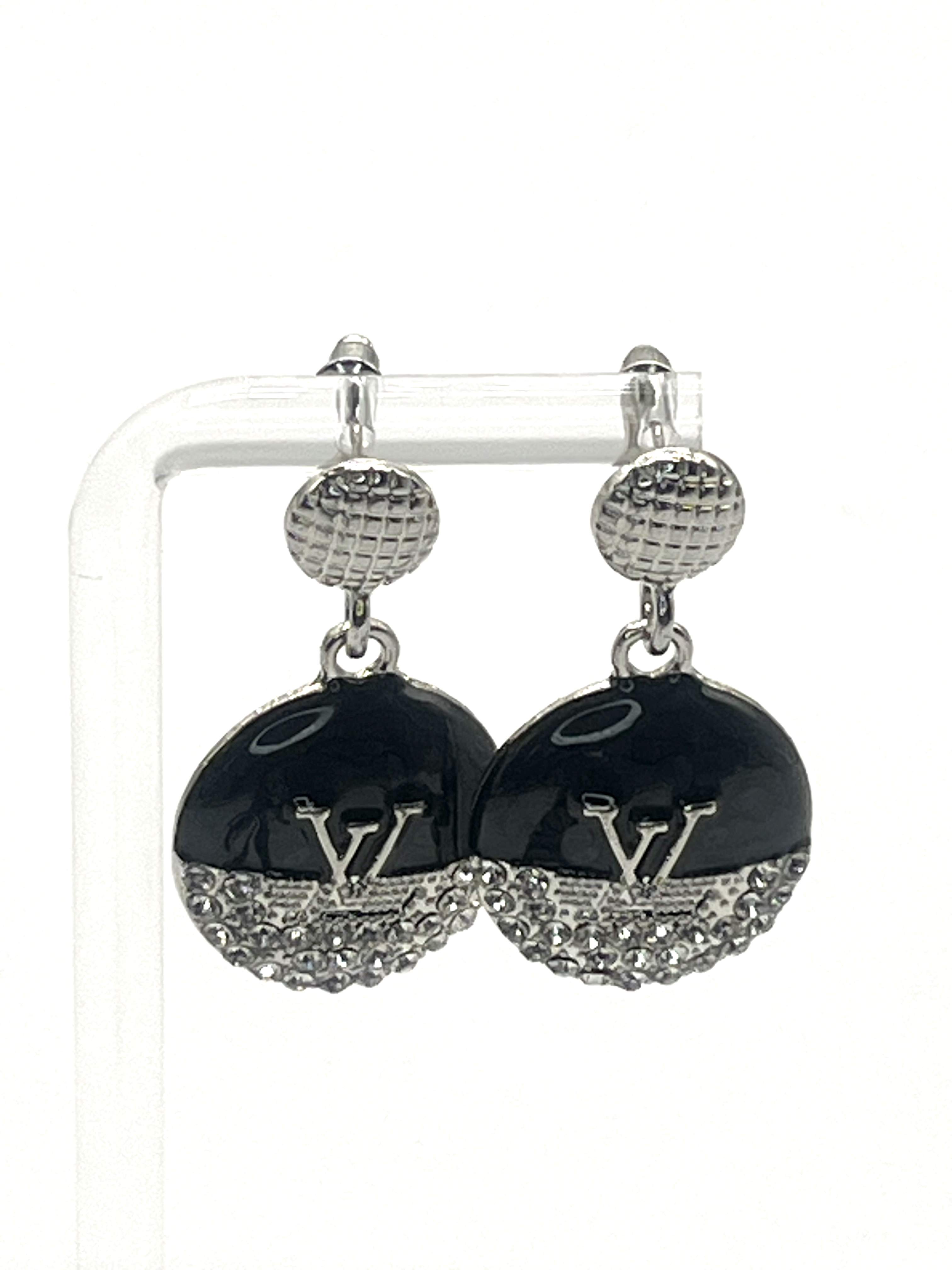 Louis Vuitton Black and Silver Dangling Earrings