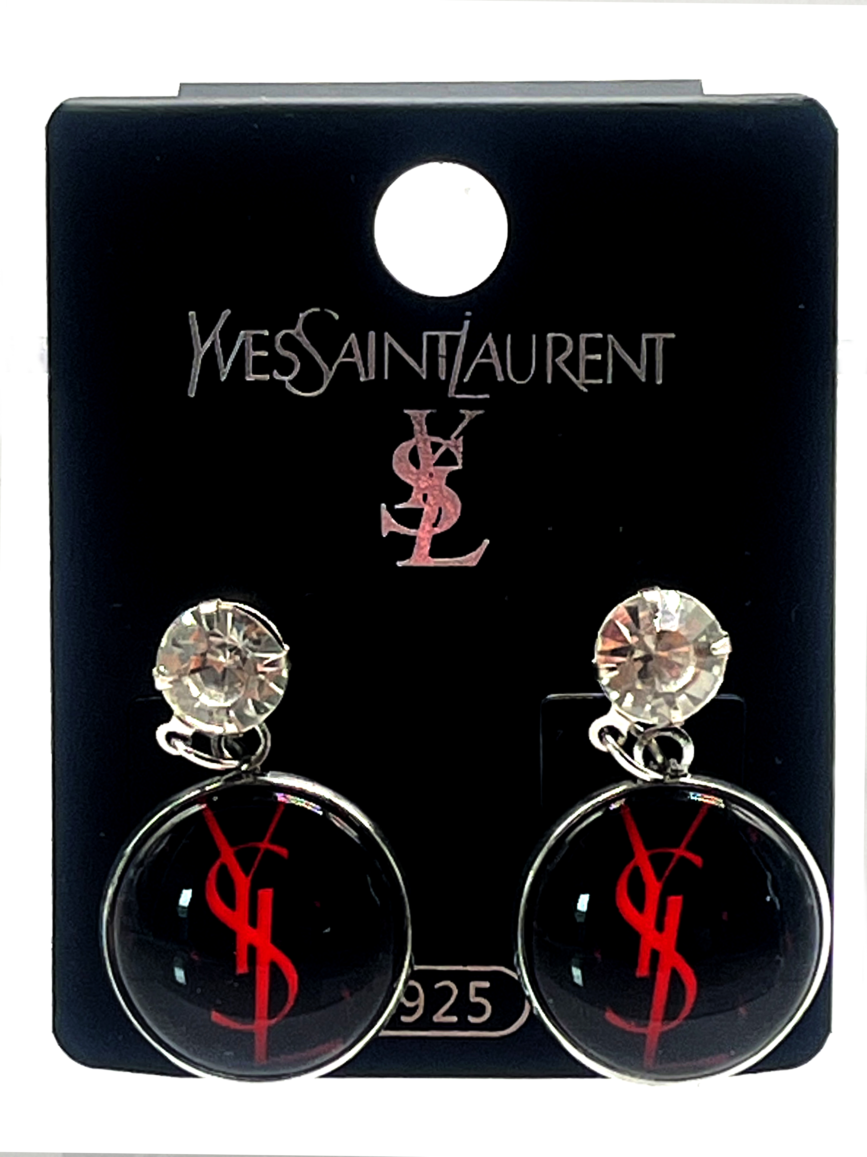 Yves Saint Laurent black logo earrings