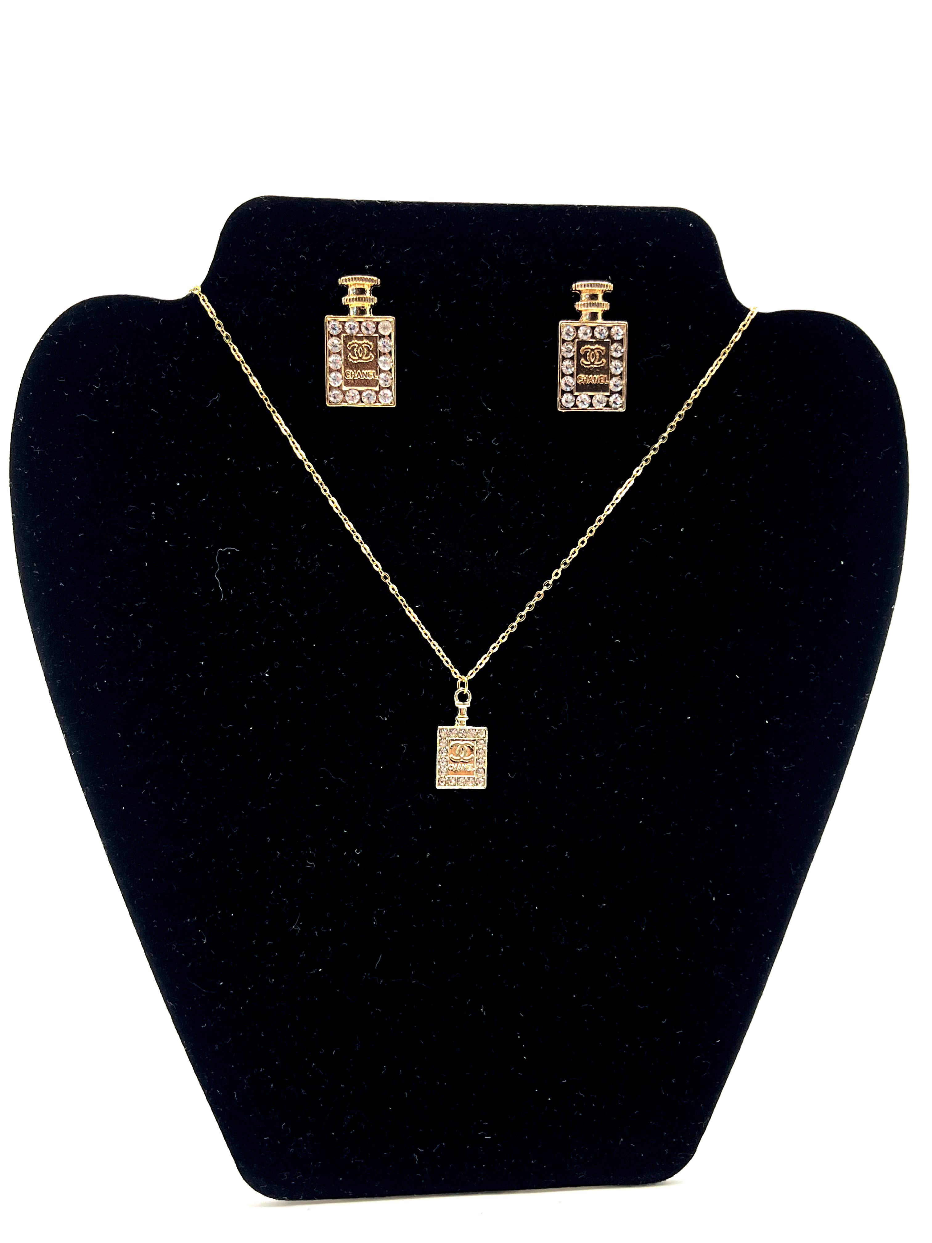 CC Inspired-Elegant perfume bottle jewelry set