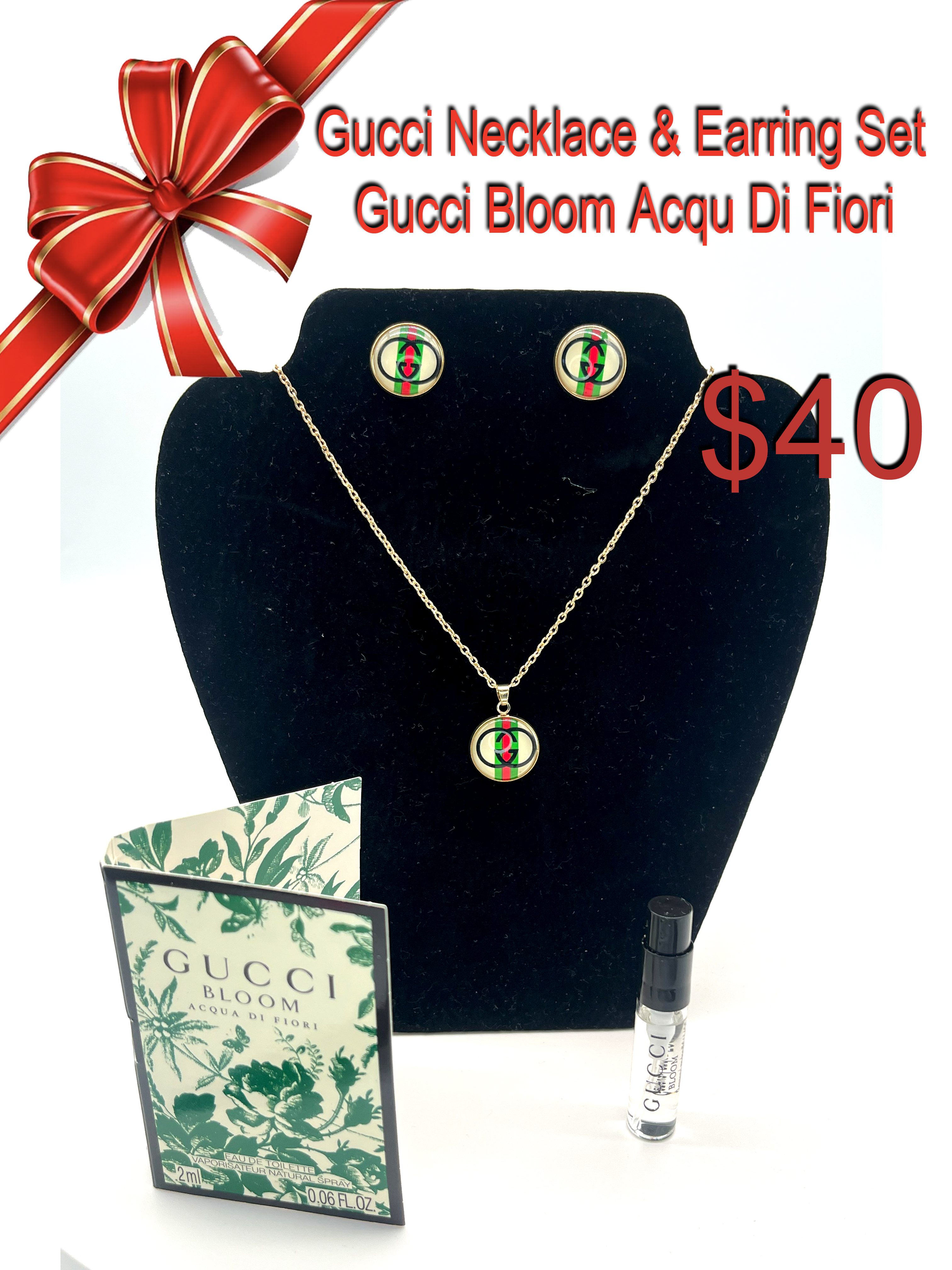 Gucci Necklace & Earring Set with Gucci Bloom Acqua Di Fiori