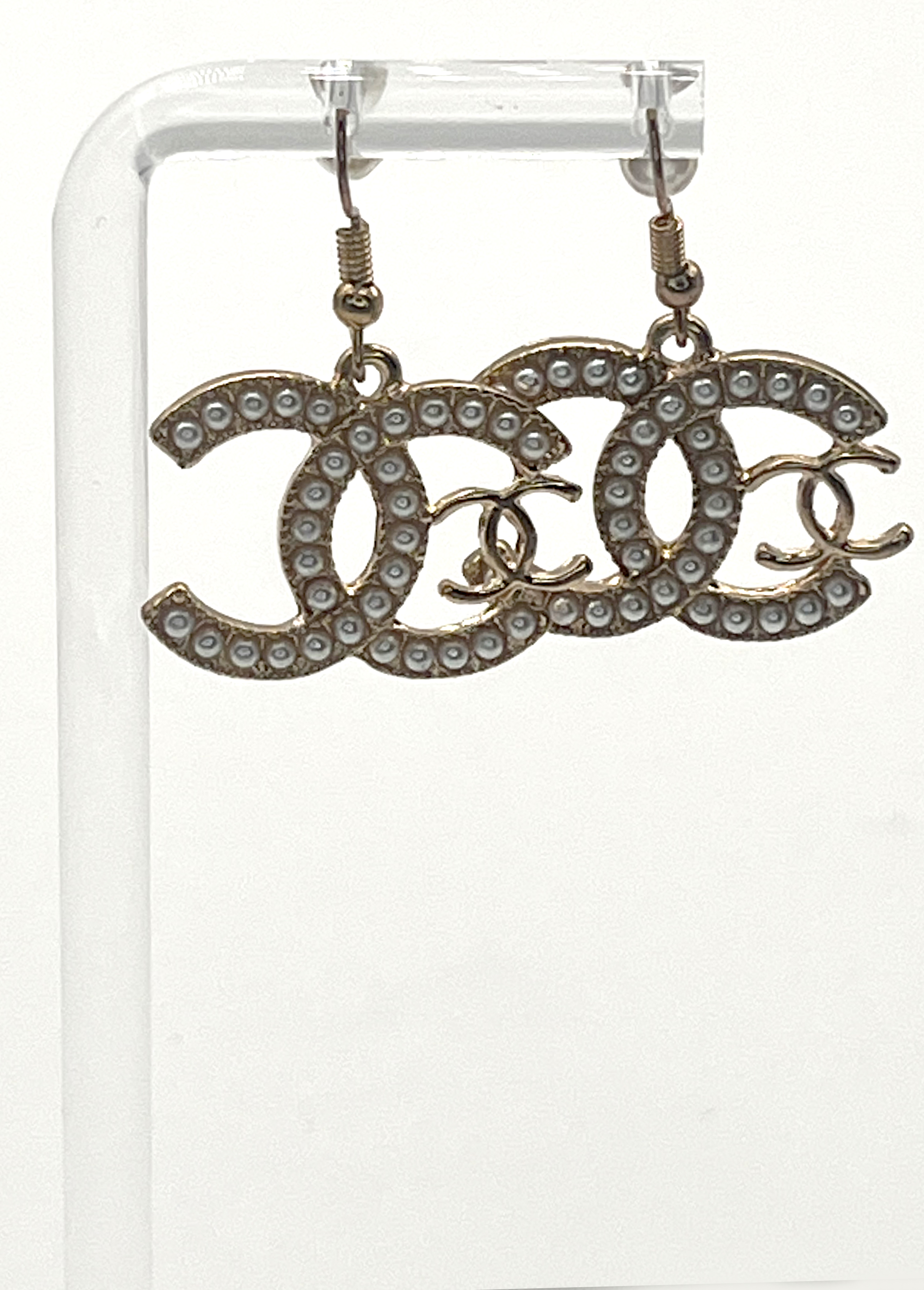 Chanel Pearl Logo Earrings
