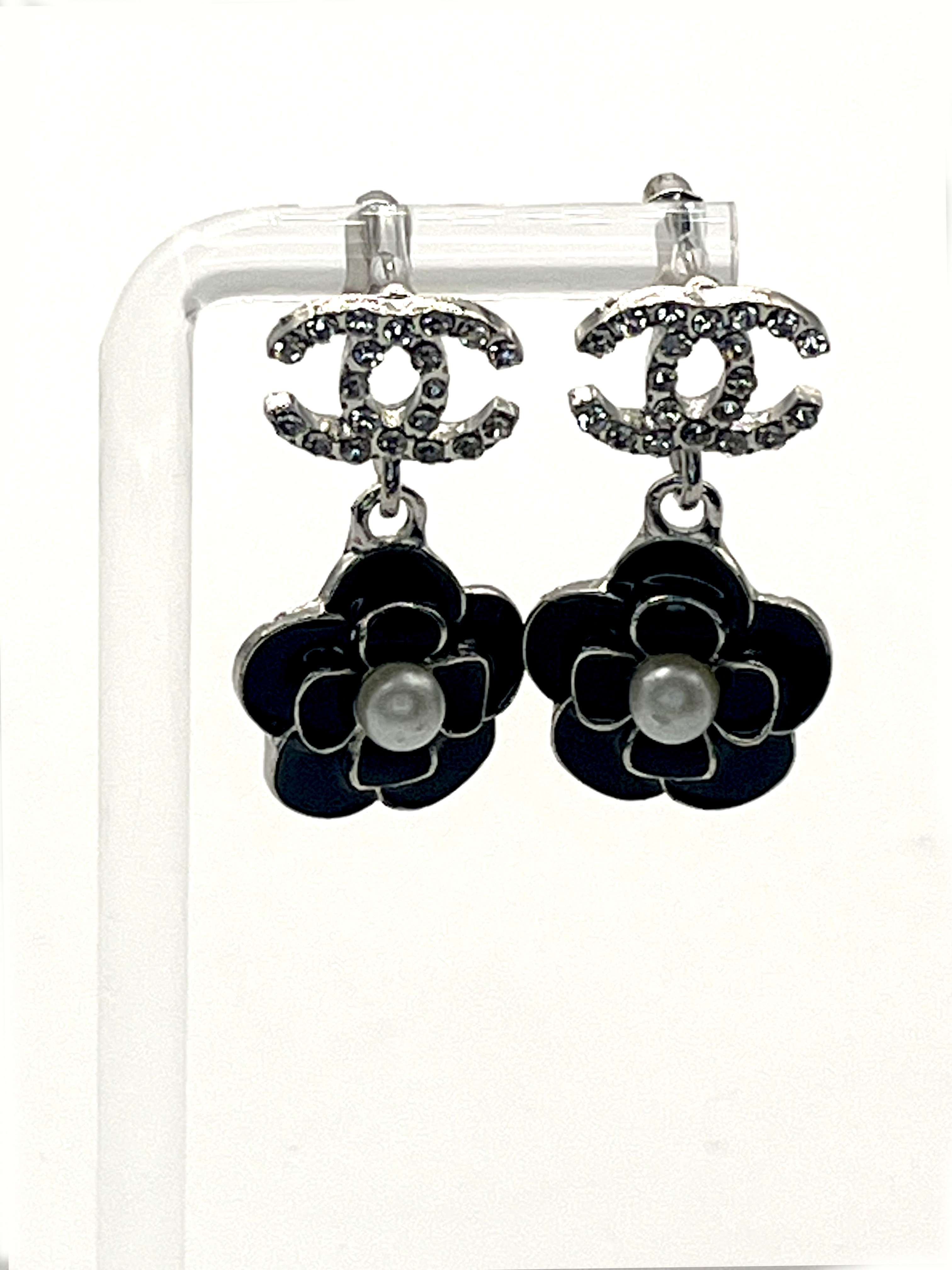 Chanel Camellia Flower Pearl Earrings