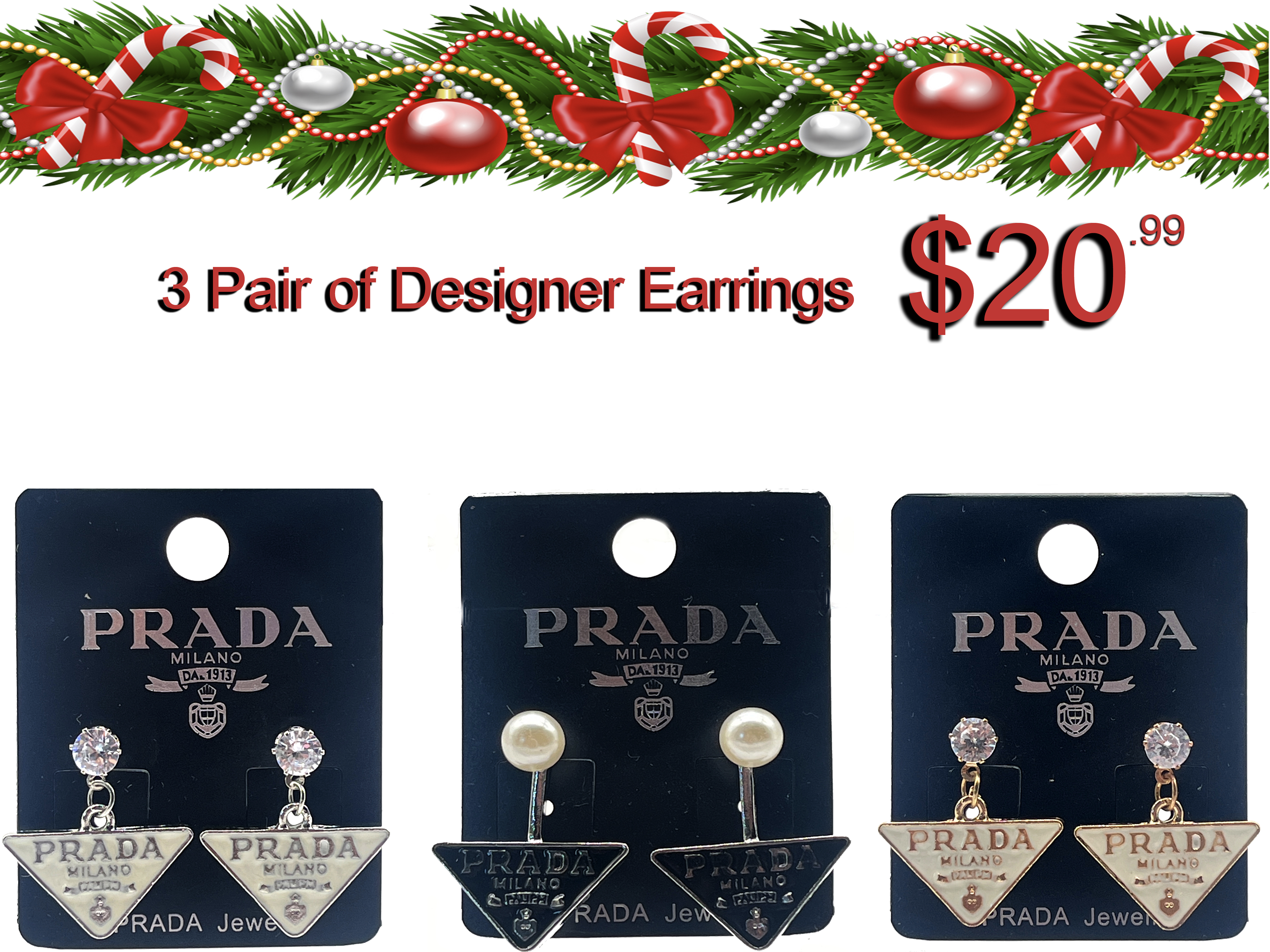 Prada Milano Designer Earrings Set