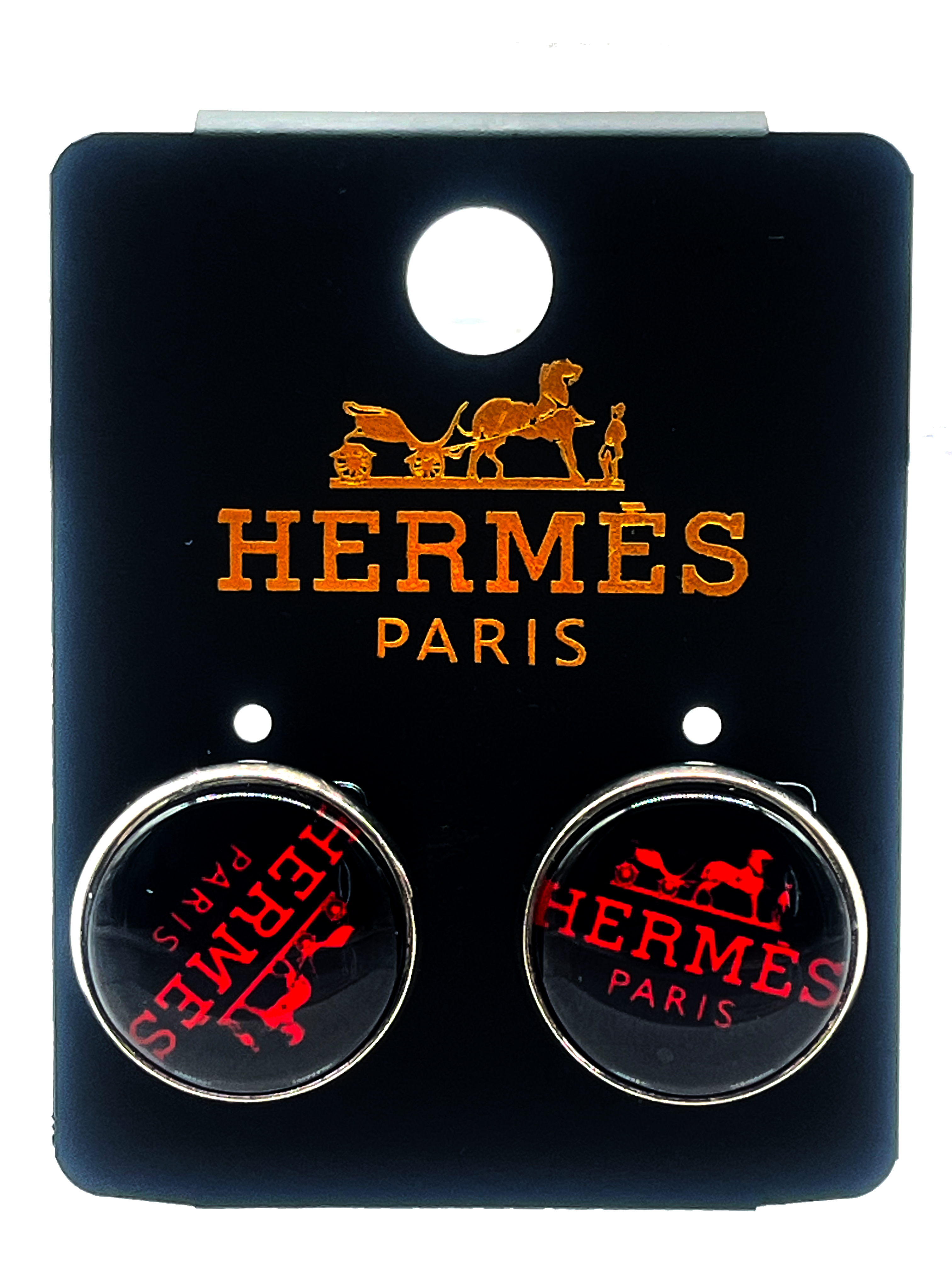 Hermès Paris Black and Red Earrings