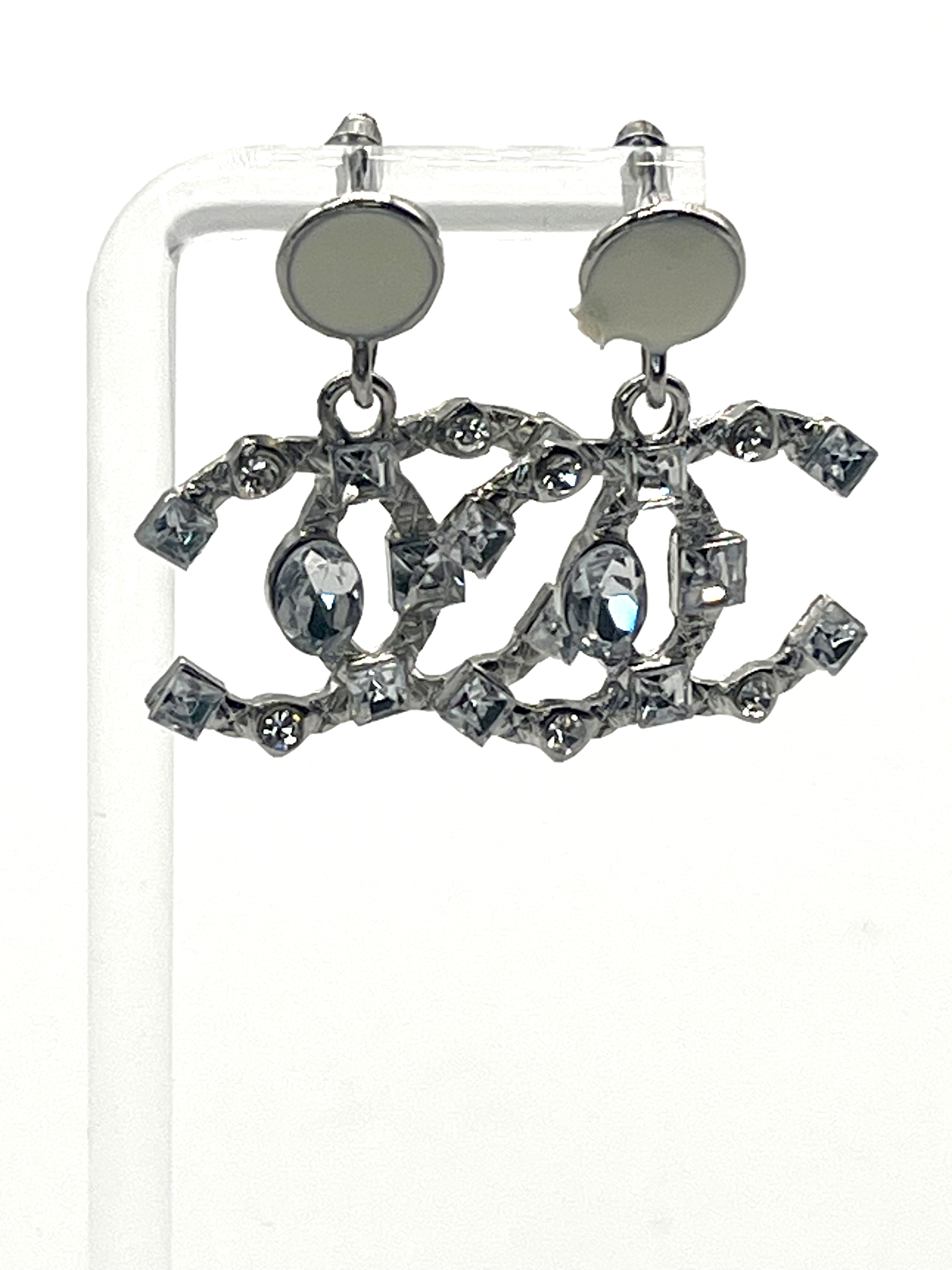 Chanel Logo Crystal Earrings