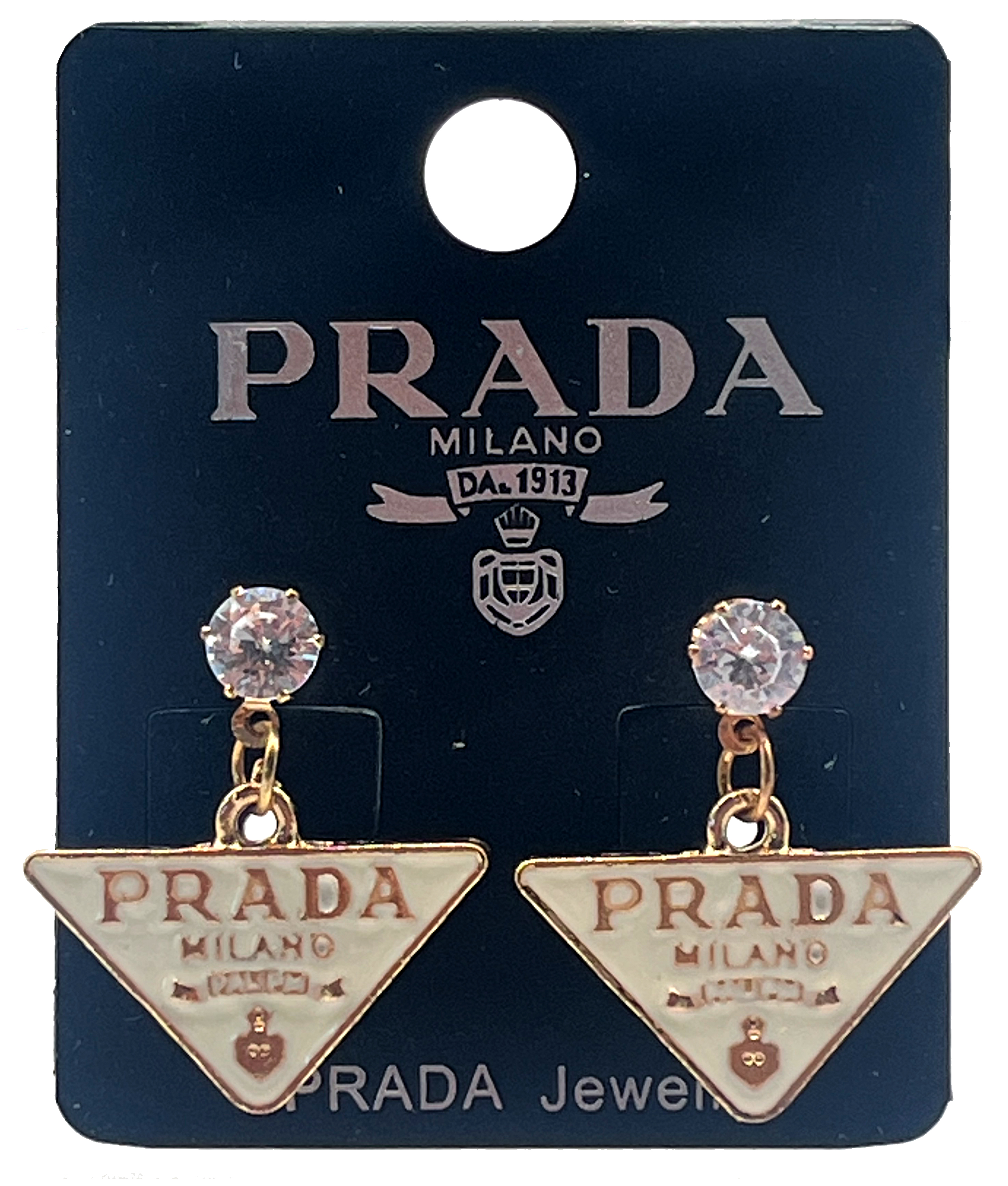 Prada Milano Triangle Logo Earrings
