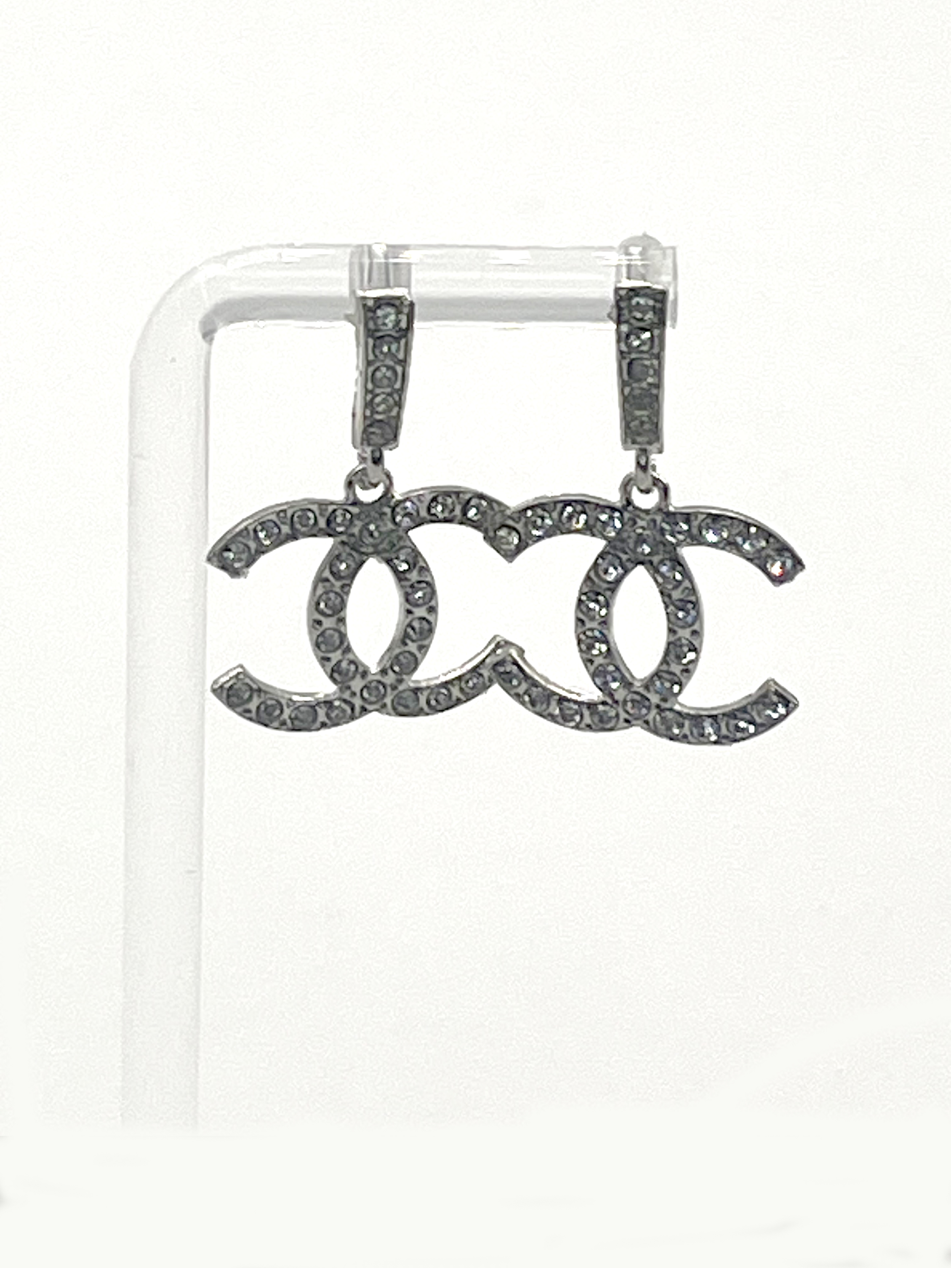 Chanel Crystal Logo Earrings