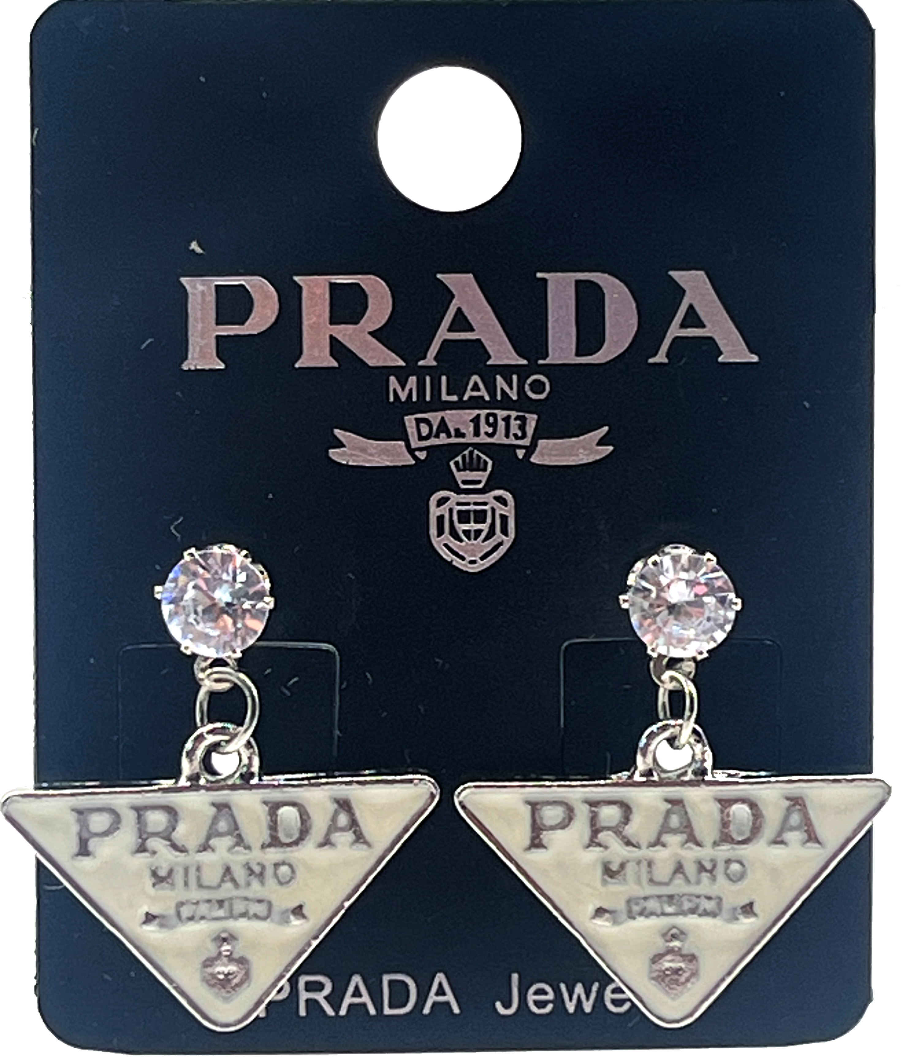 Prada Milano Logo Earrings