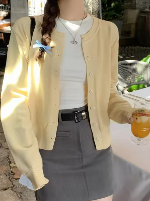 Light Yellow Button-Up Cardigan