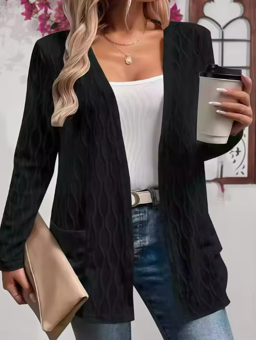 Women's Black Open-Front Cardigan
