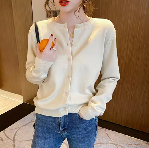 Women's Cream Button-Up Cardigan