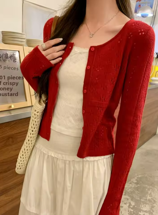 Red Knit Cardigan