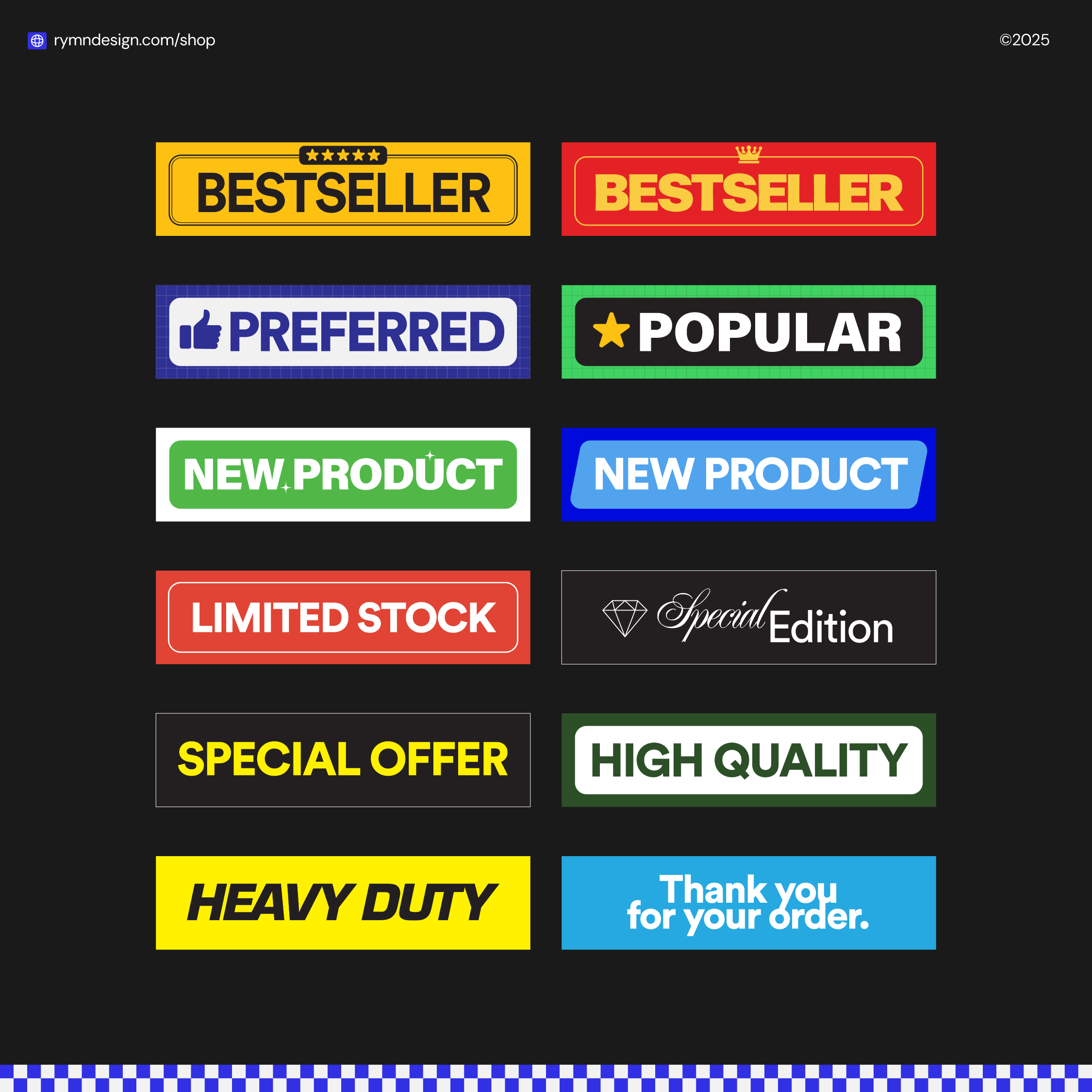 Product & Packaging Labels – Bestseller, Preferred, New Product, Limited Stock, Special Edition, Special Offer, High Quality, Heavy Duty, Thank You