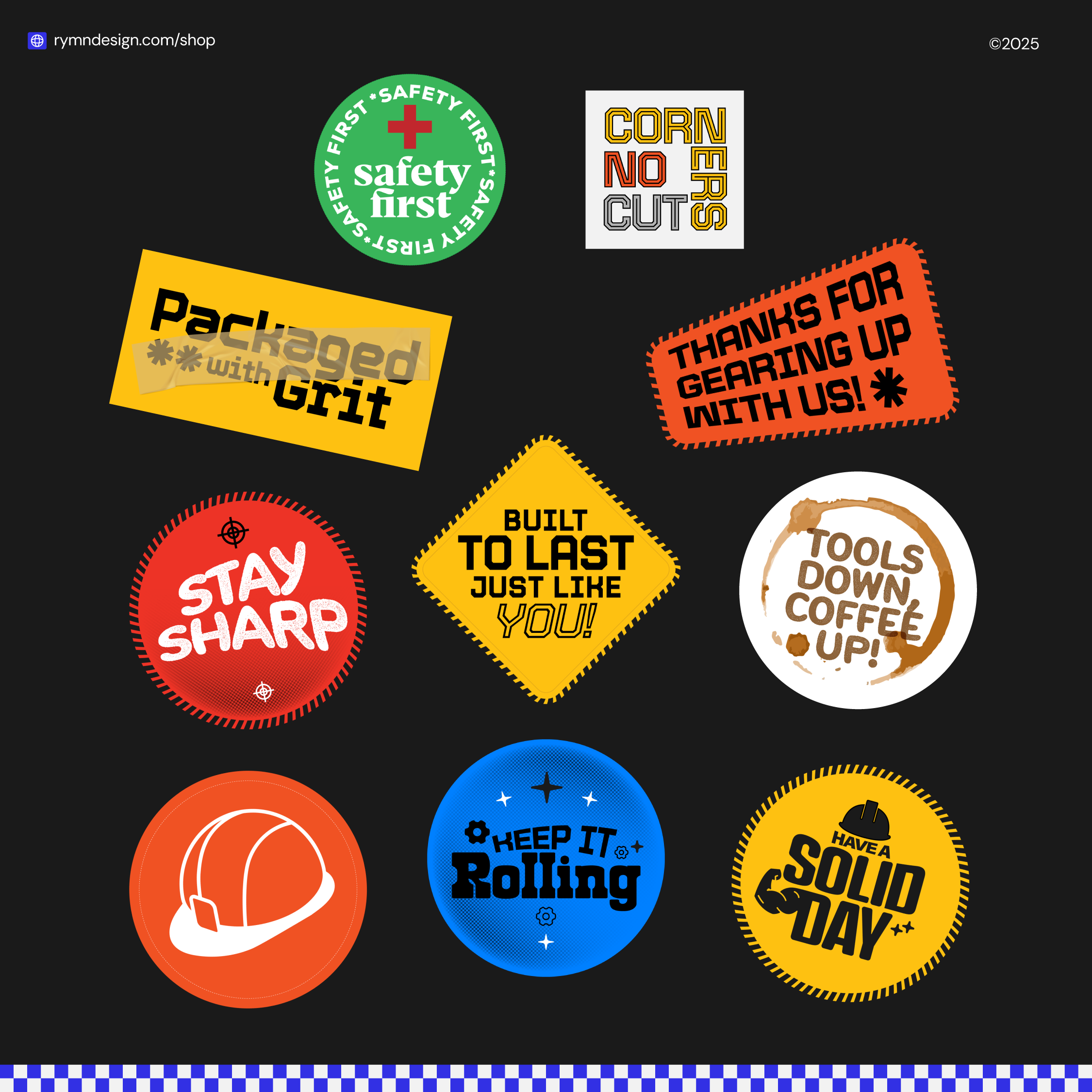 Industry-Themed Tags & Stickers (Freebie Inserts, Button Pins & Ref Magnets)