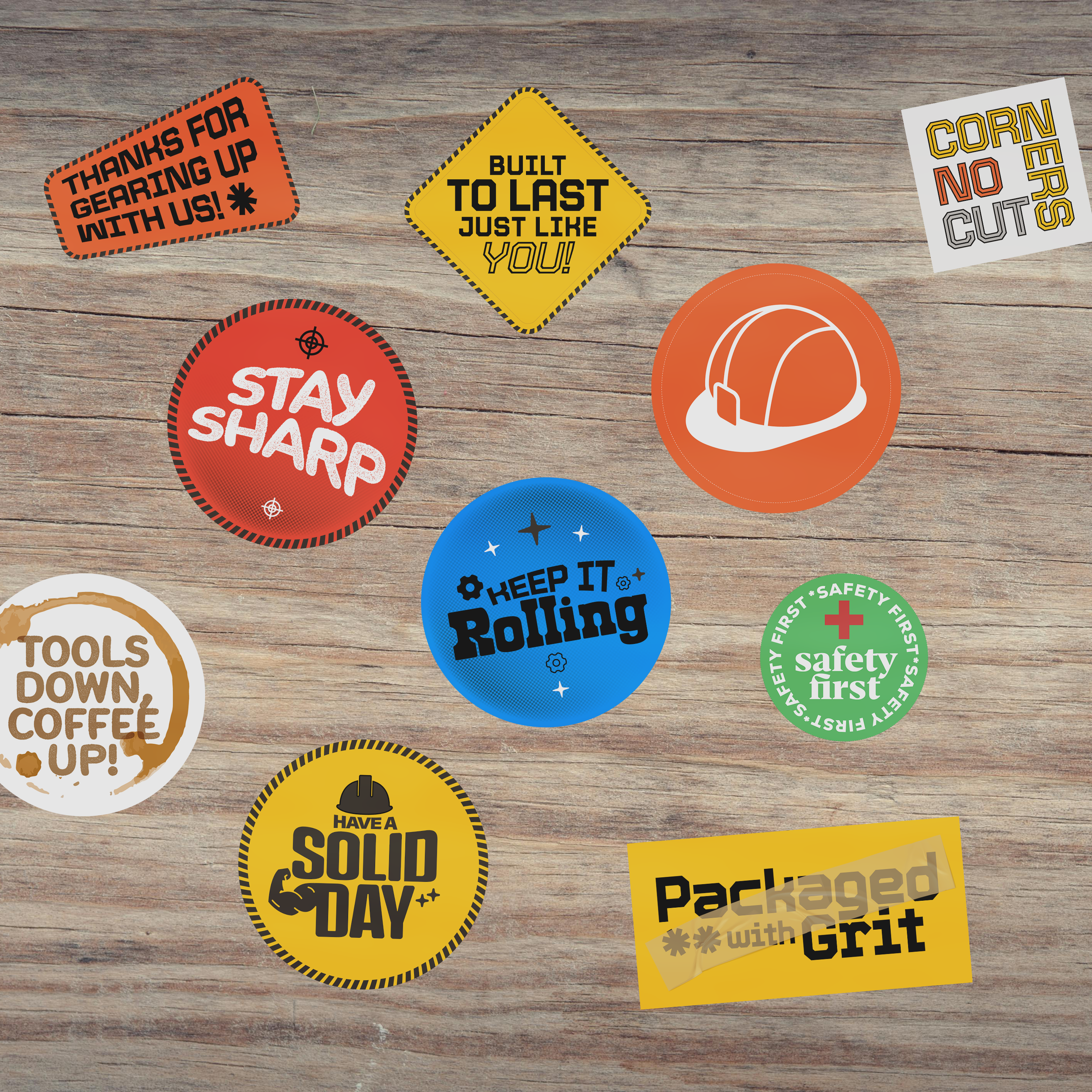 Industry-Themed Tags & Stickers (Freebie Inserts, Button Pins & Ref Magnets)