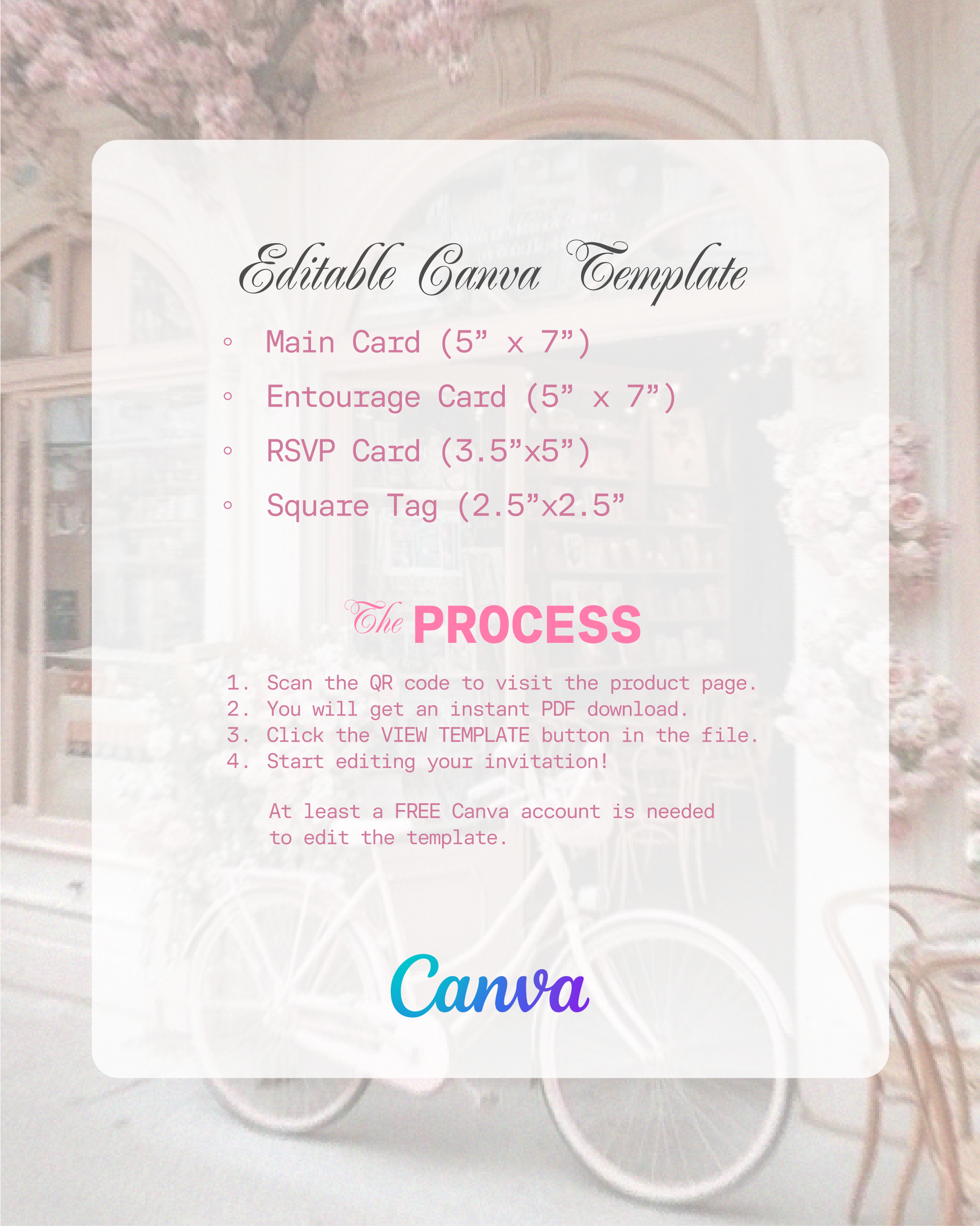 Pink Floral Elegant Wedding Invitation Template Bundle