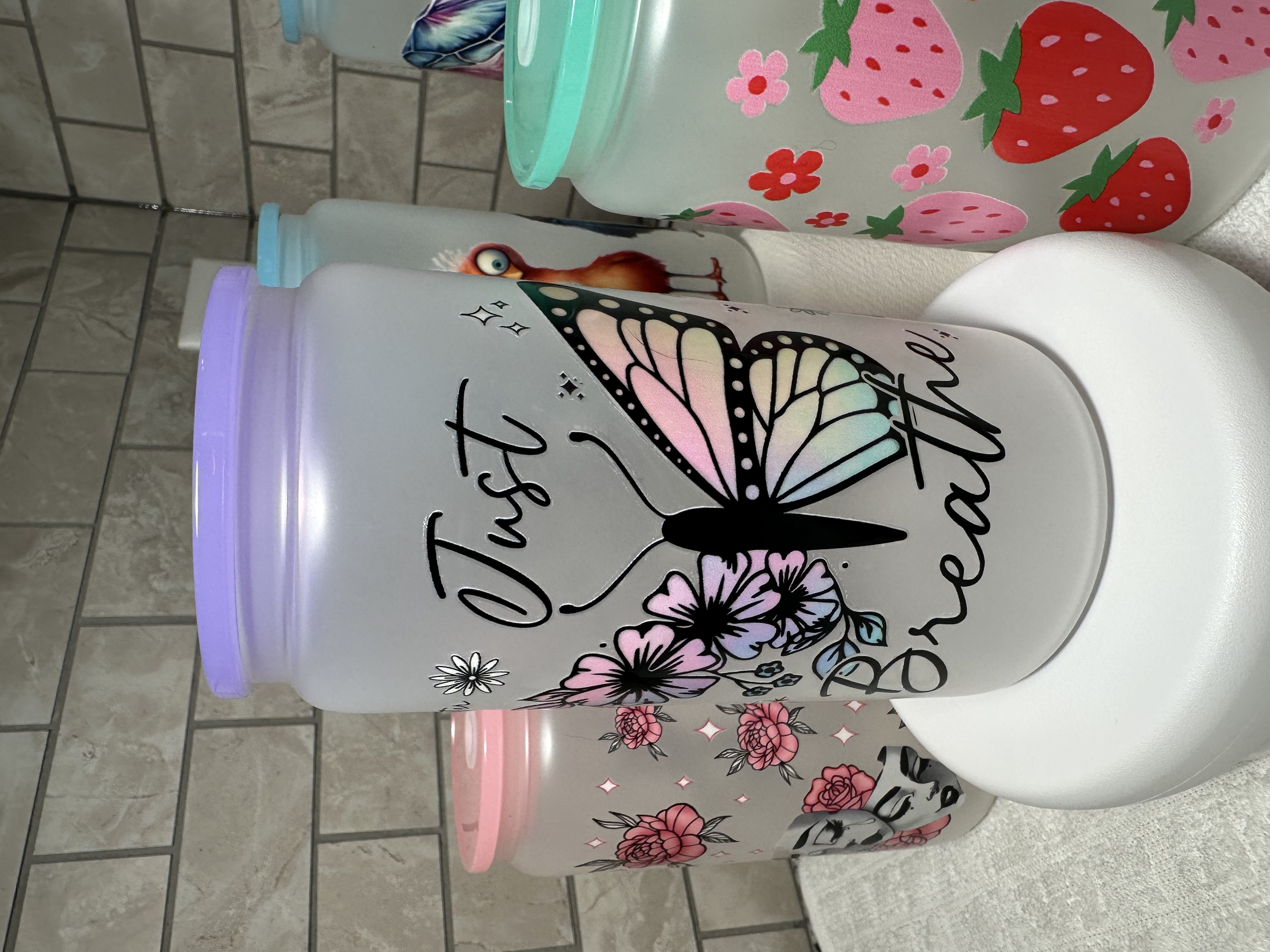 Vaso en vidrio decorativa 'Just Breathe'