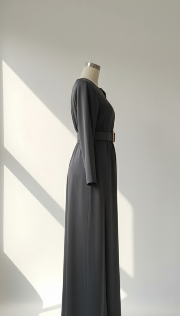 فستان الأسود الملكي مع وردة وحزام